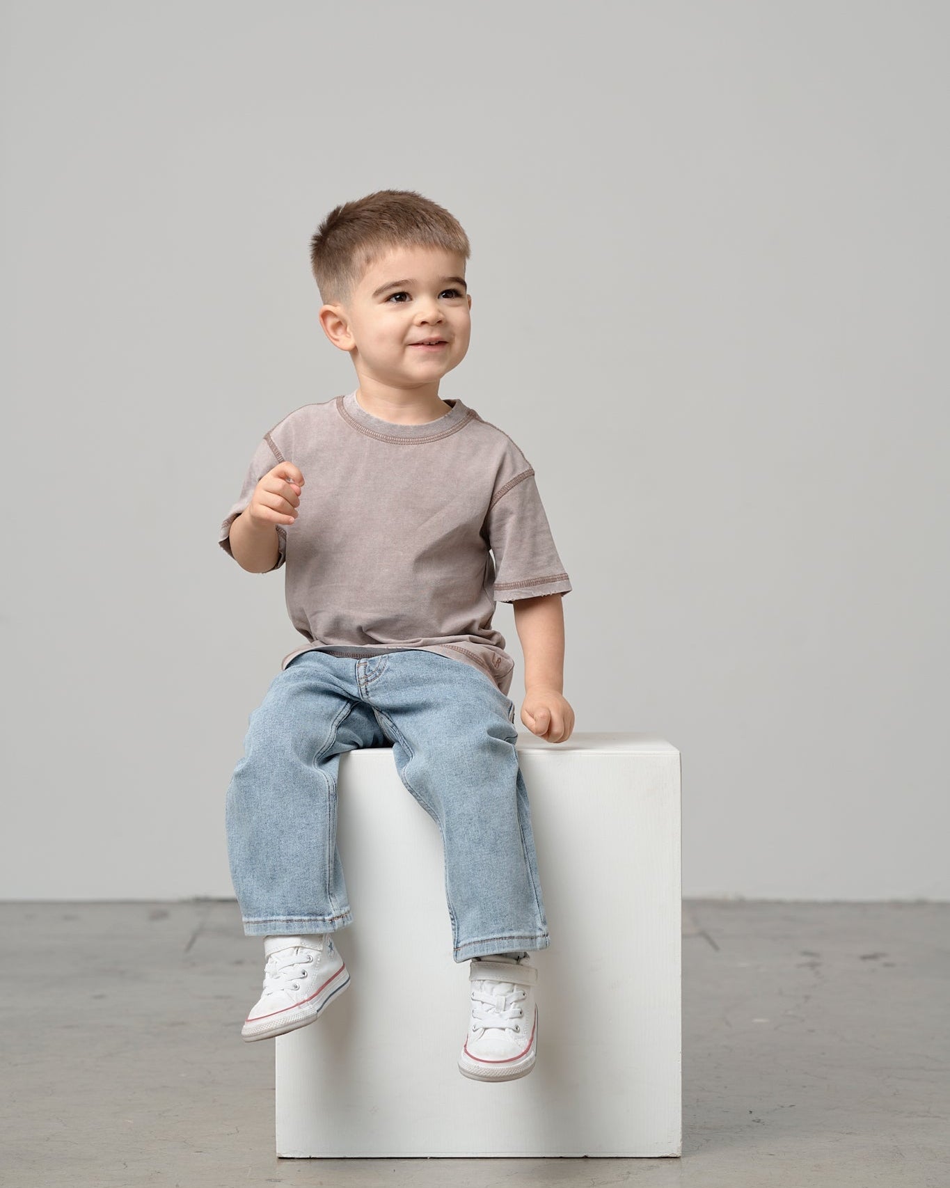 Mineral Wash Tee - Taupe - Little Bipsy