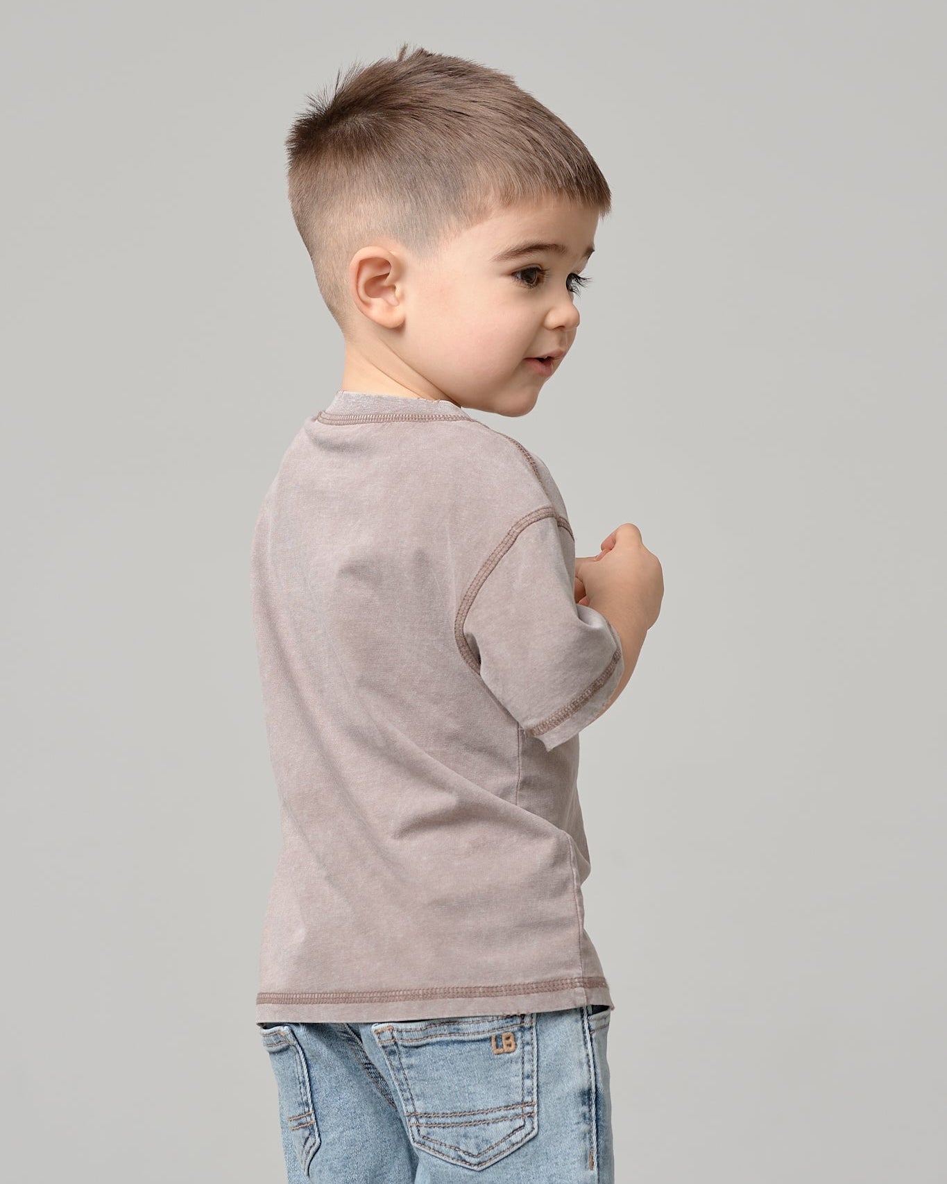 Mineral Wash Tee - Taupe - Little Bipsy