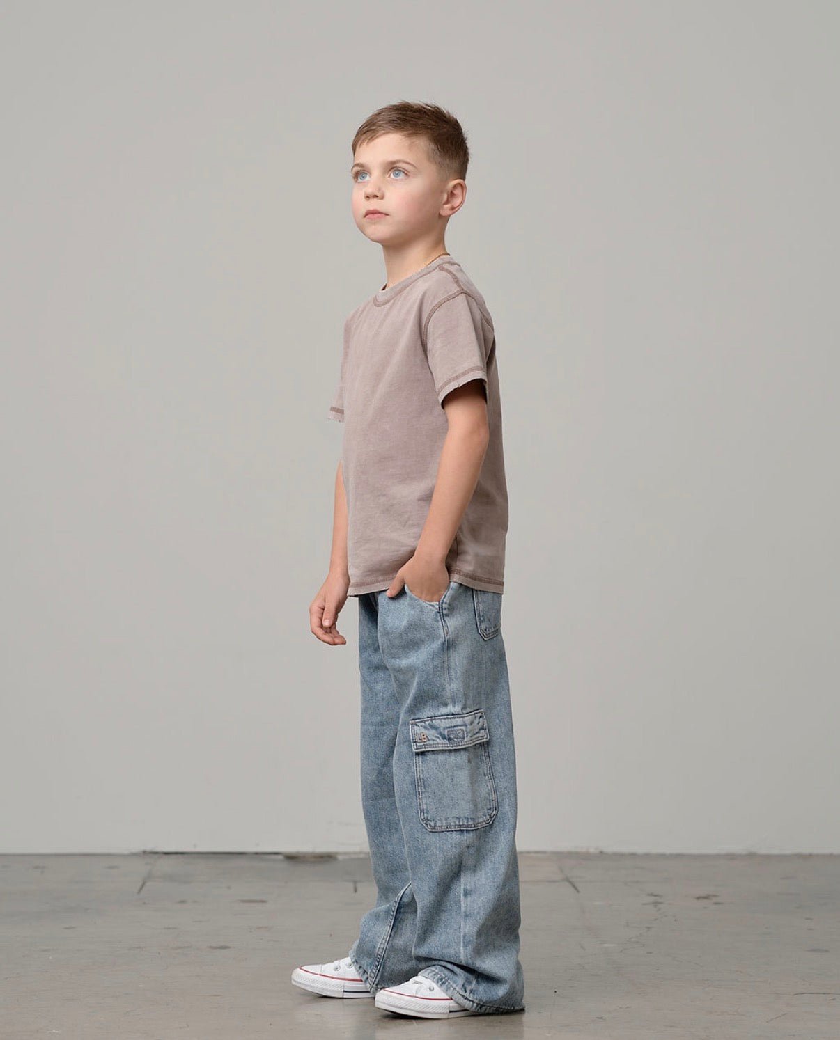 Mineral Wash Tee - Taupe - Little Bipsy