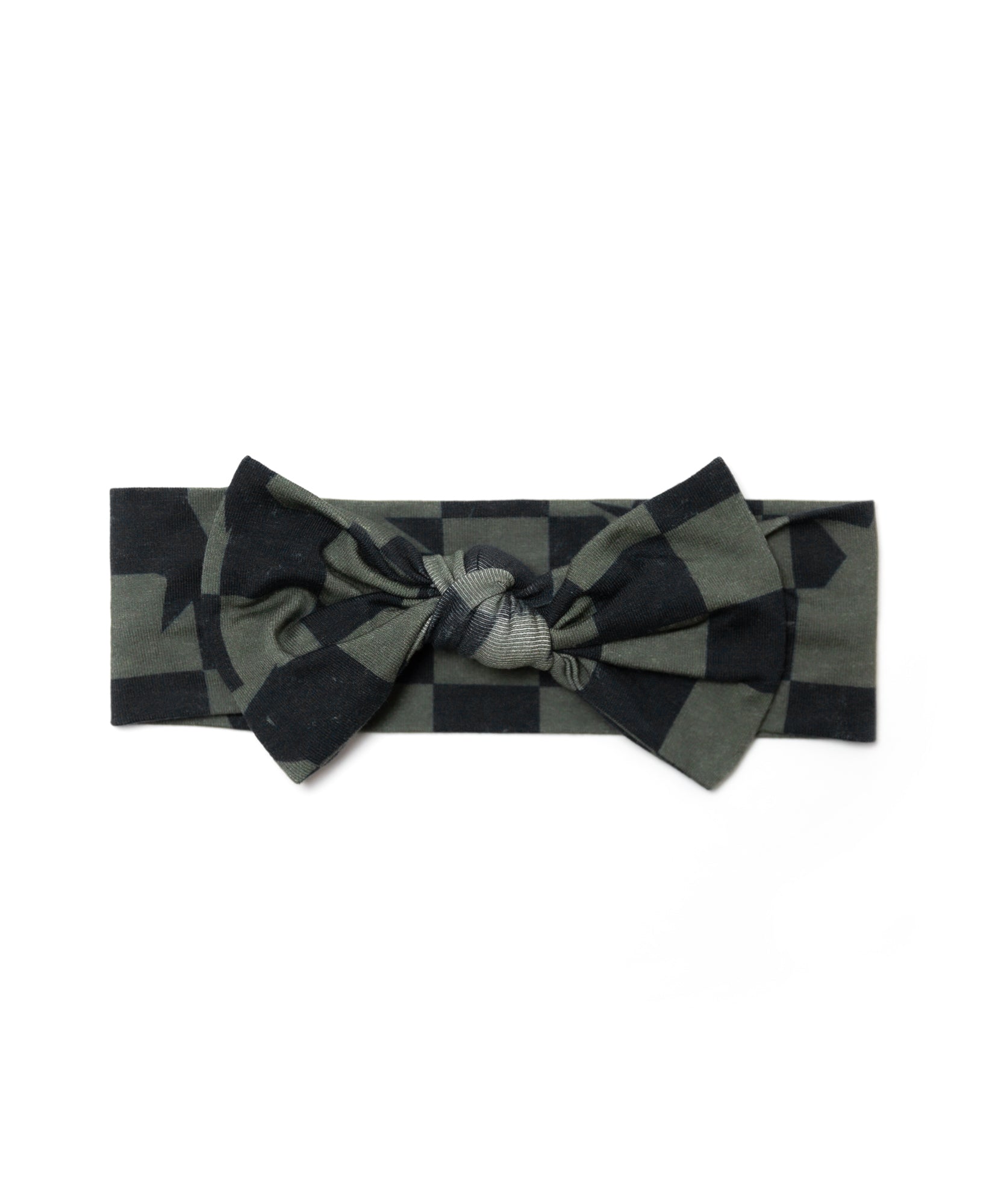 Olive Checkered Star Headband Bow