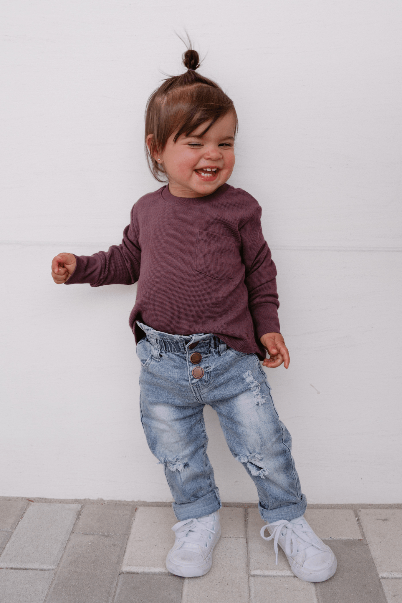 Paperbag Waist Denim - Light Wash - Little Bipsy