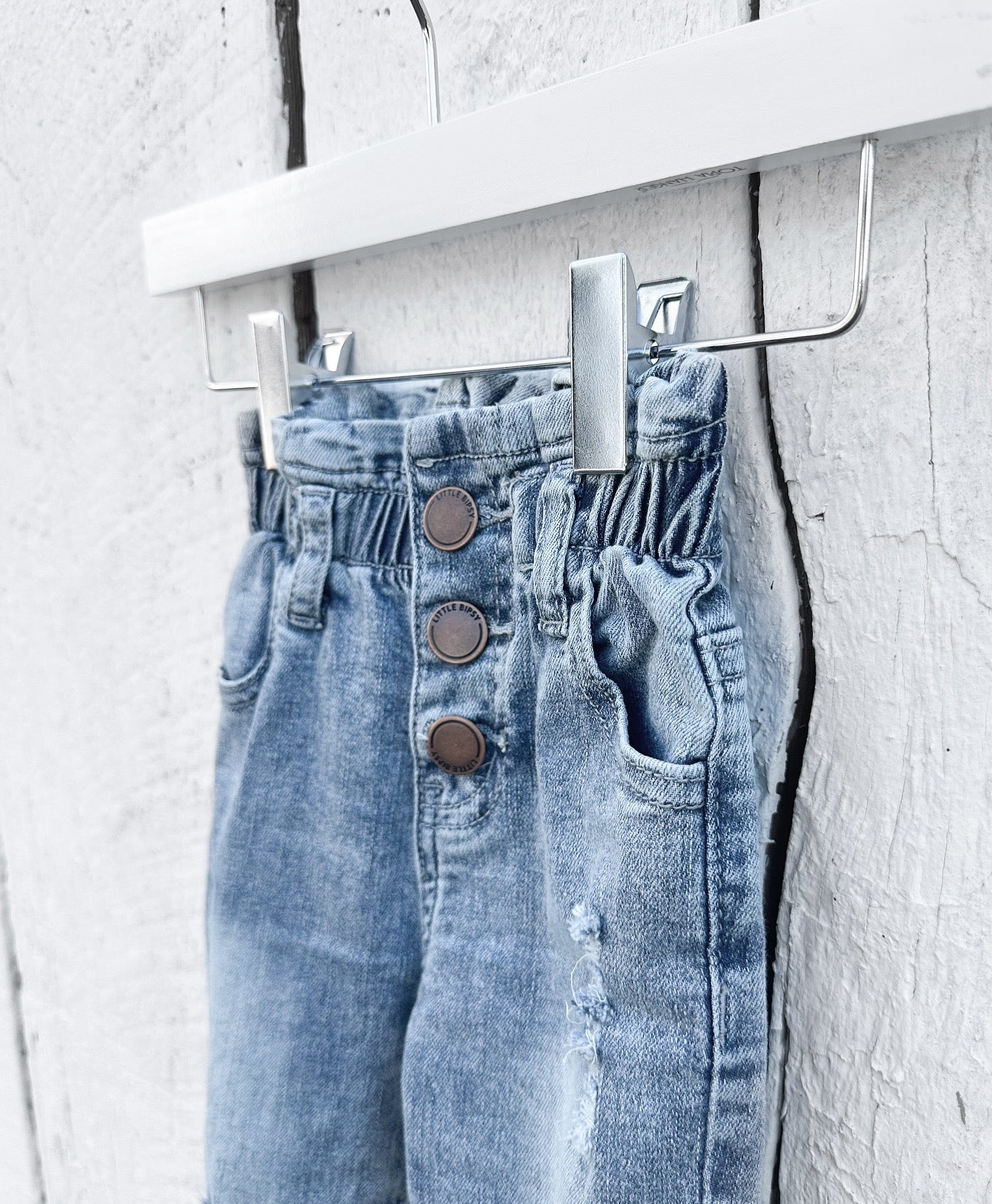 Paperbag Waist Denim - Light Wash - Little Bipsy