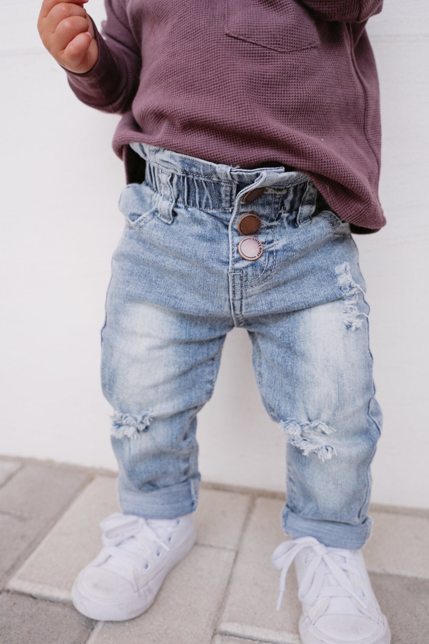 Paperbag Waist Denim - Light Wash - Little Bipsy