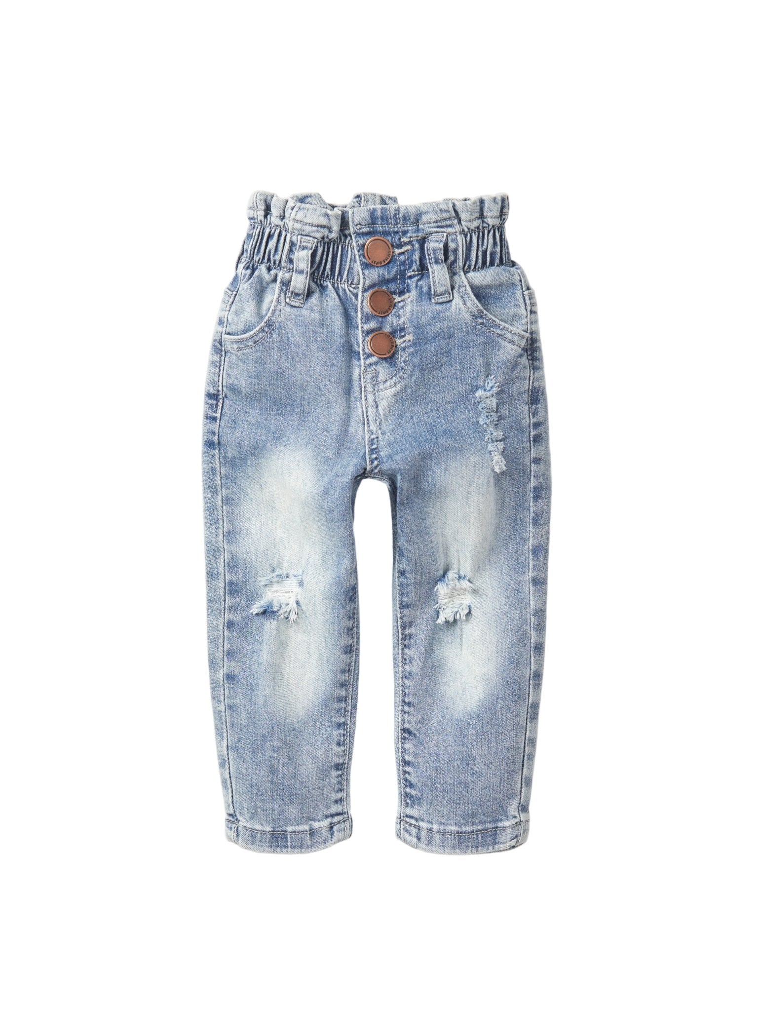 Paperbag Waist Denim - Light Wash - Little Bipsy