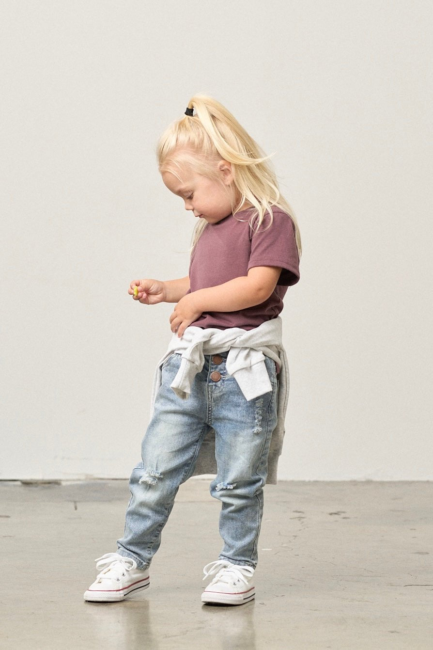 Paperbag Waist Denim - Light Wash - Little Bipsy