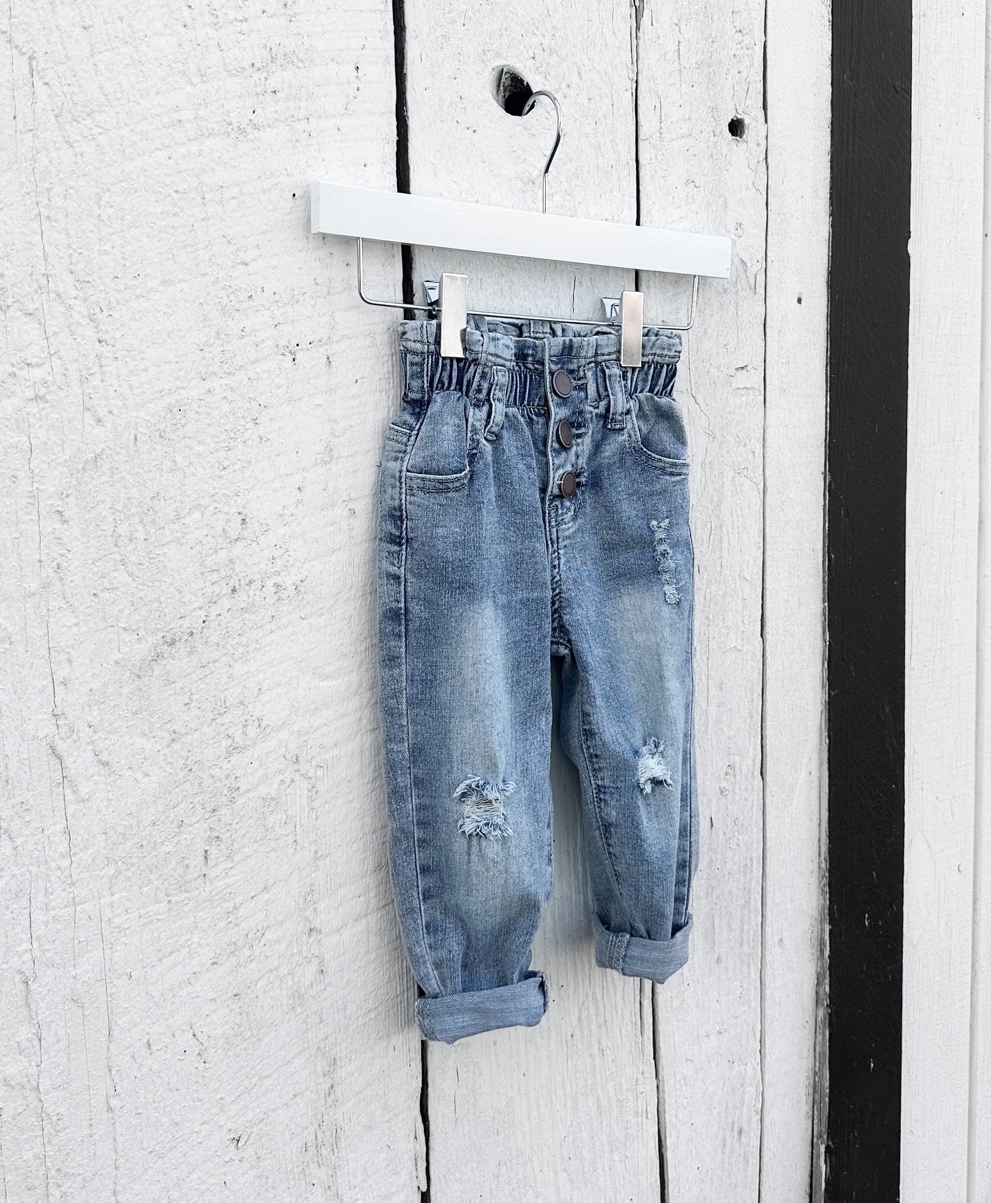 Paperbag Waist Denim - Light Wash - Little Bipsy