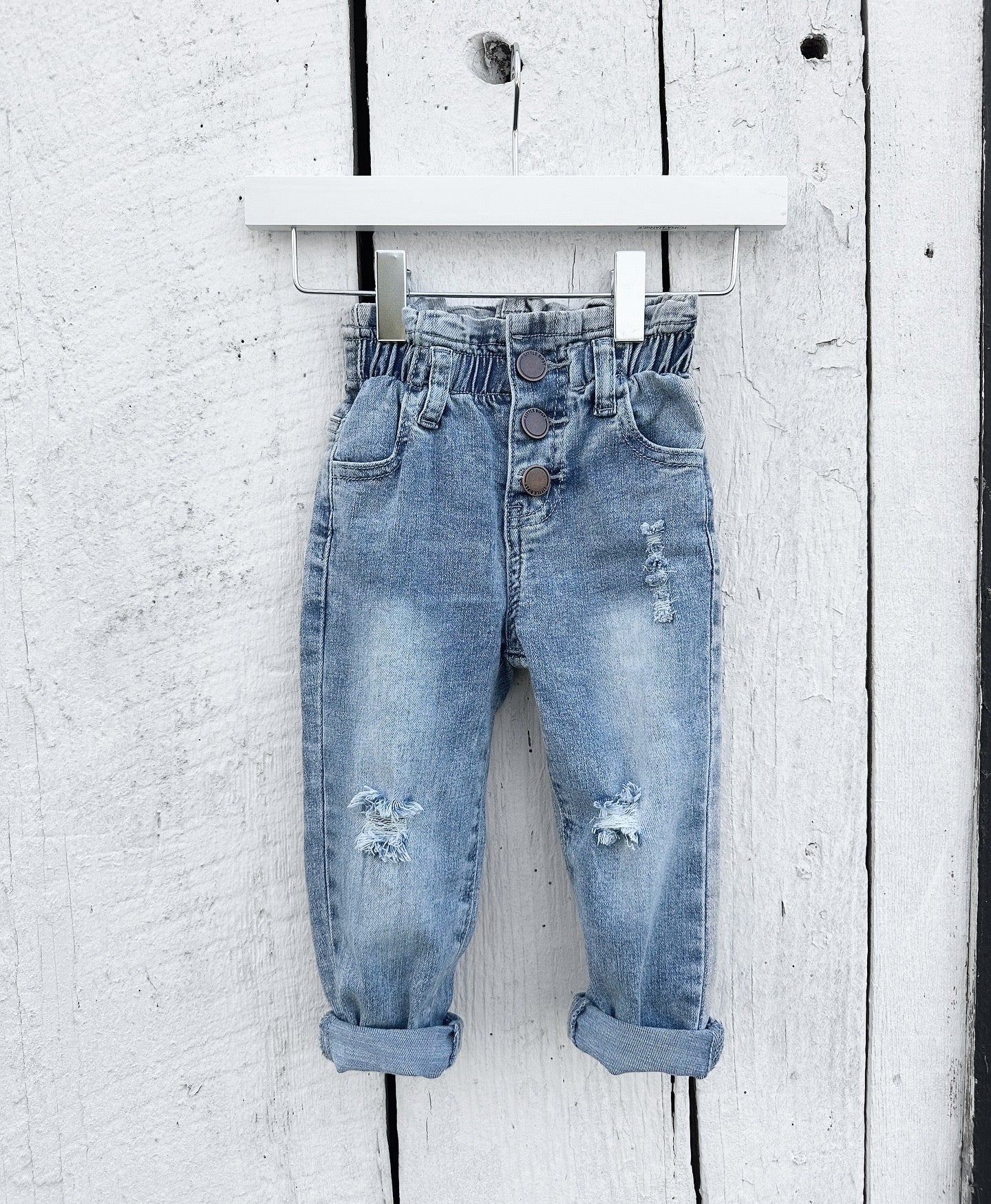 Paperbag Waist Denim - Light Wash - Little Bipsy