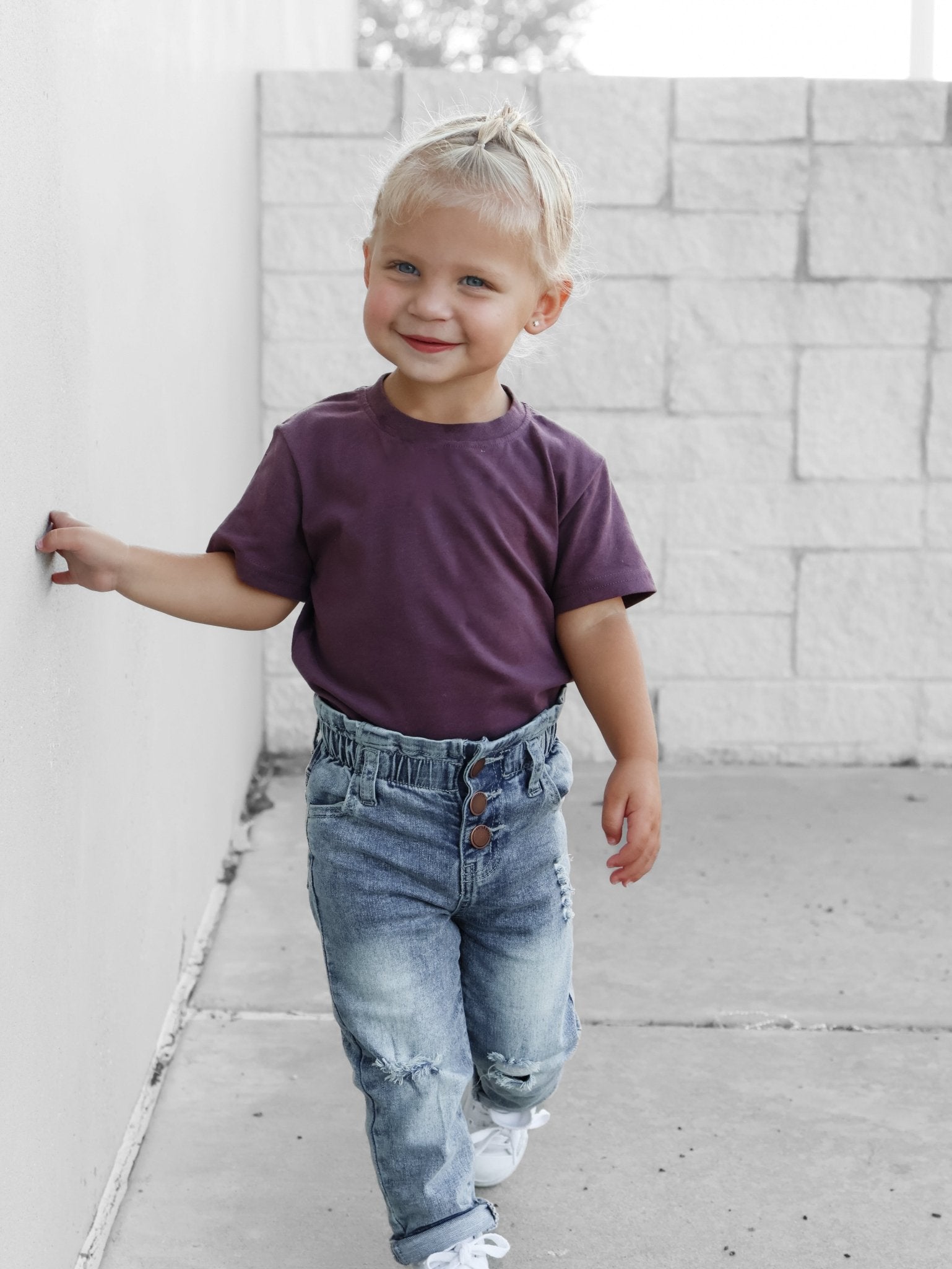 Paperbag Waist Denim - Light Wash - Little Bipsy