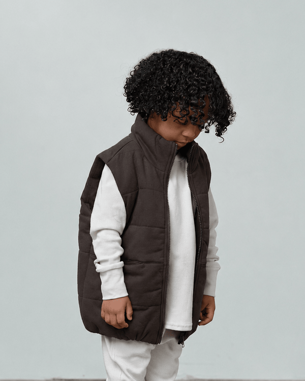 Puffer Vest - Brown - Little Bipsy