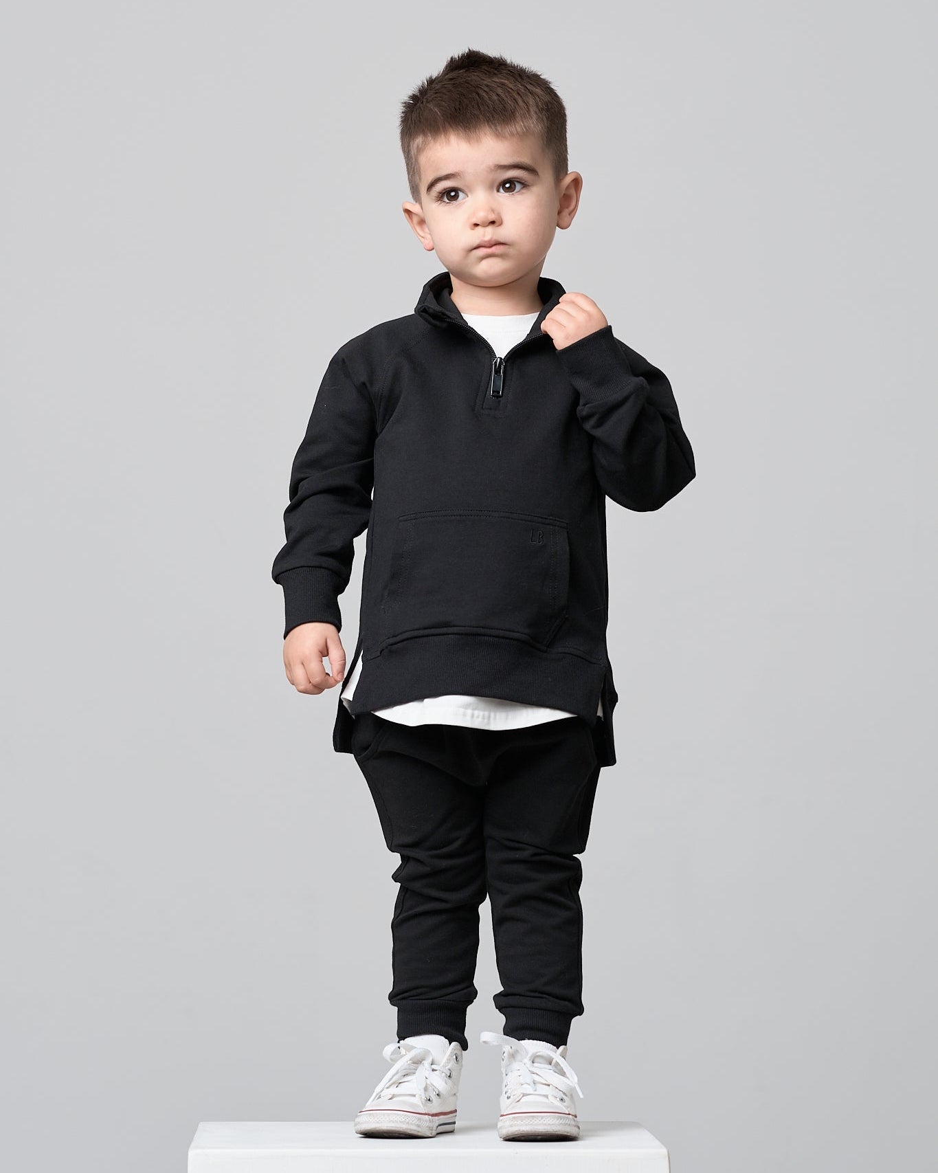 Quarter Zip Pullover - Black - Little Bipsy