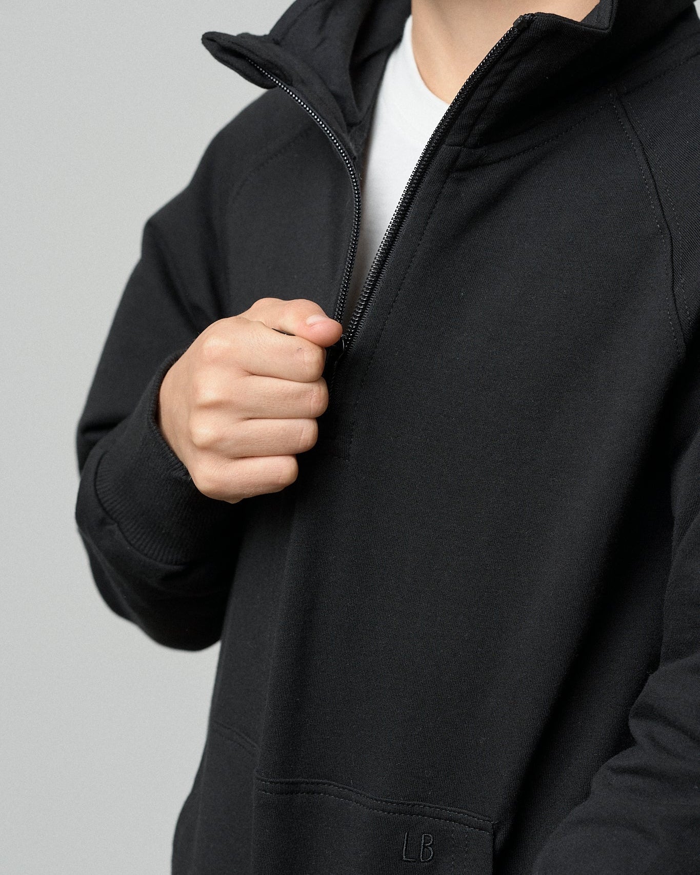 Quarter Zip Pullover - Black - Little Bipsy