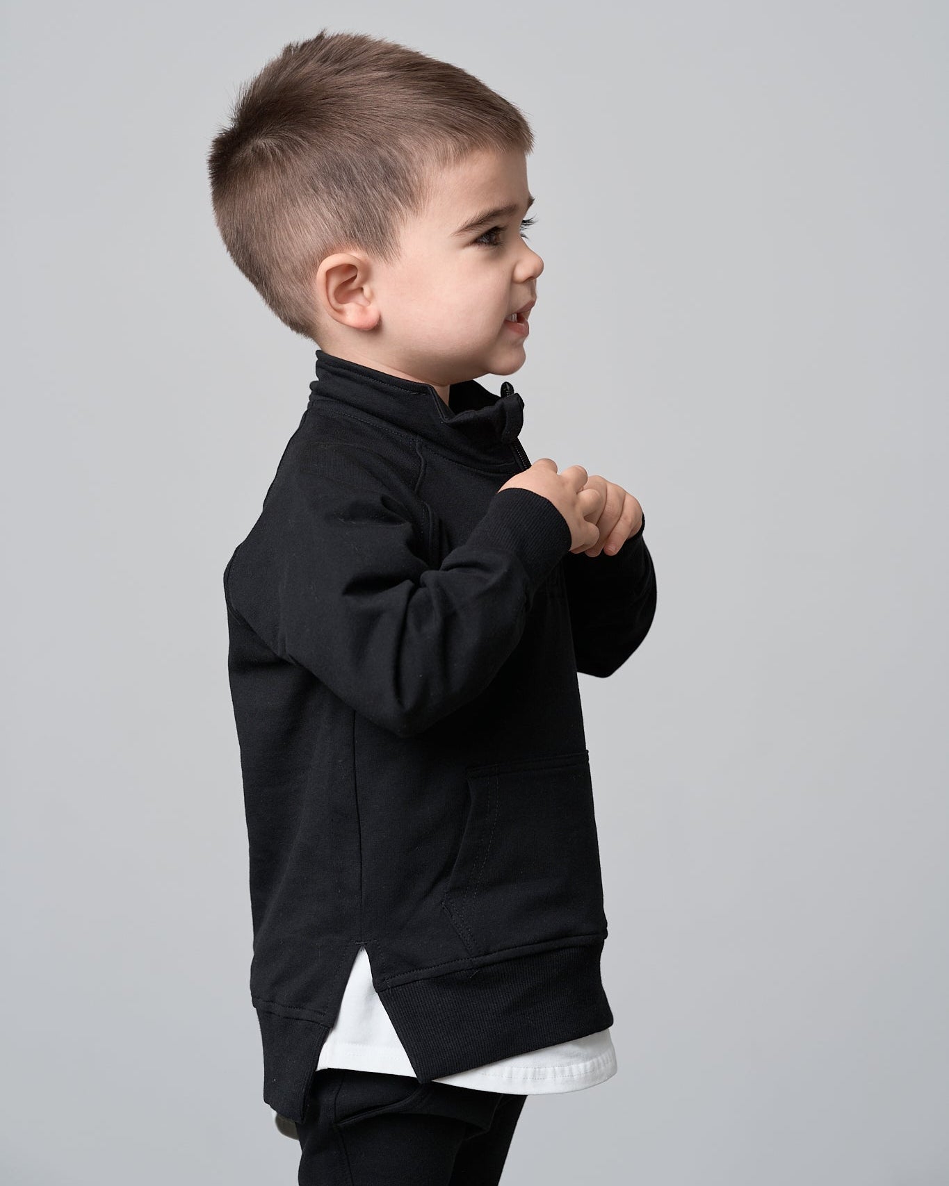 Quarter Zip Pullover - Black - Little Bipsy