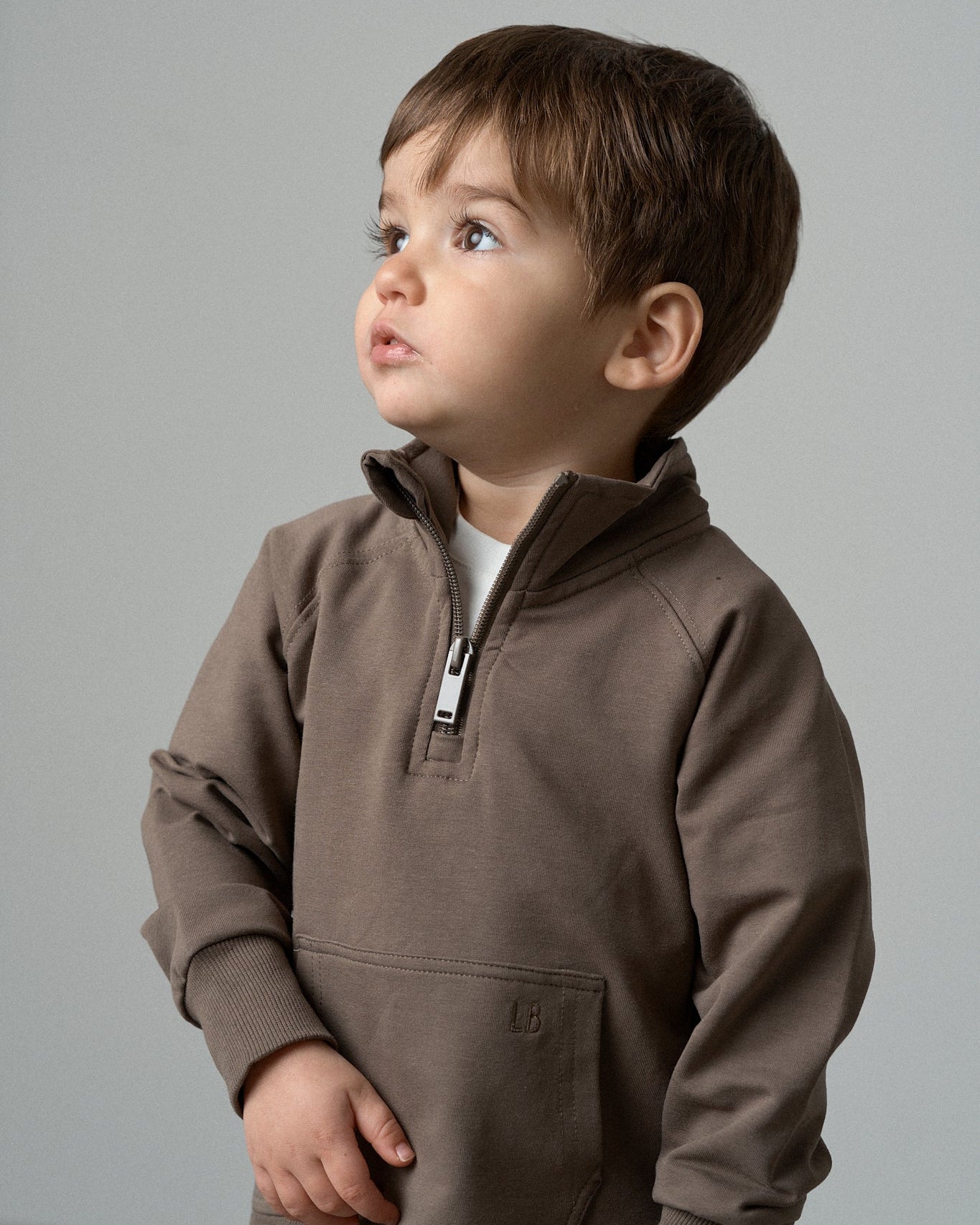Quarter Zip Pullover - Cocoa - Little Bipsy