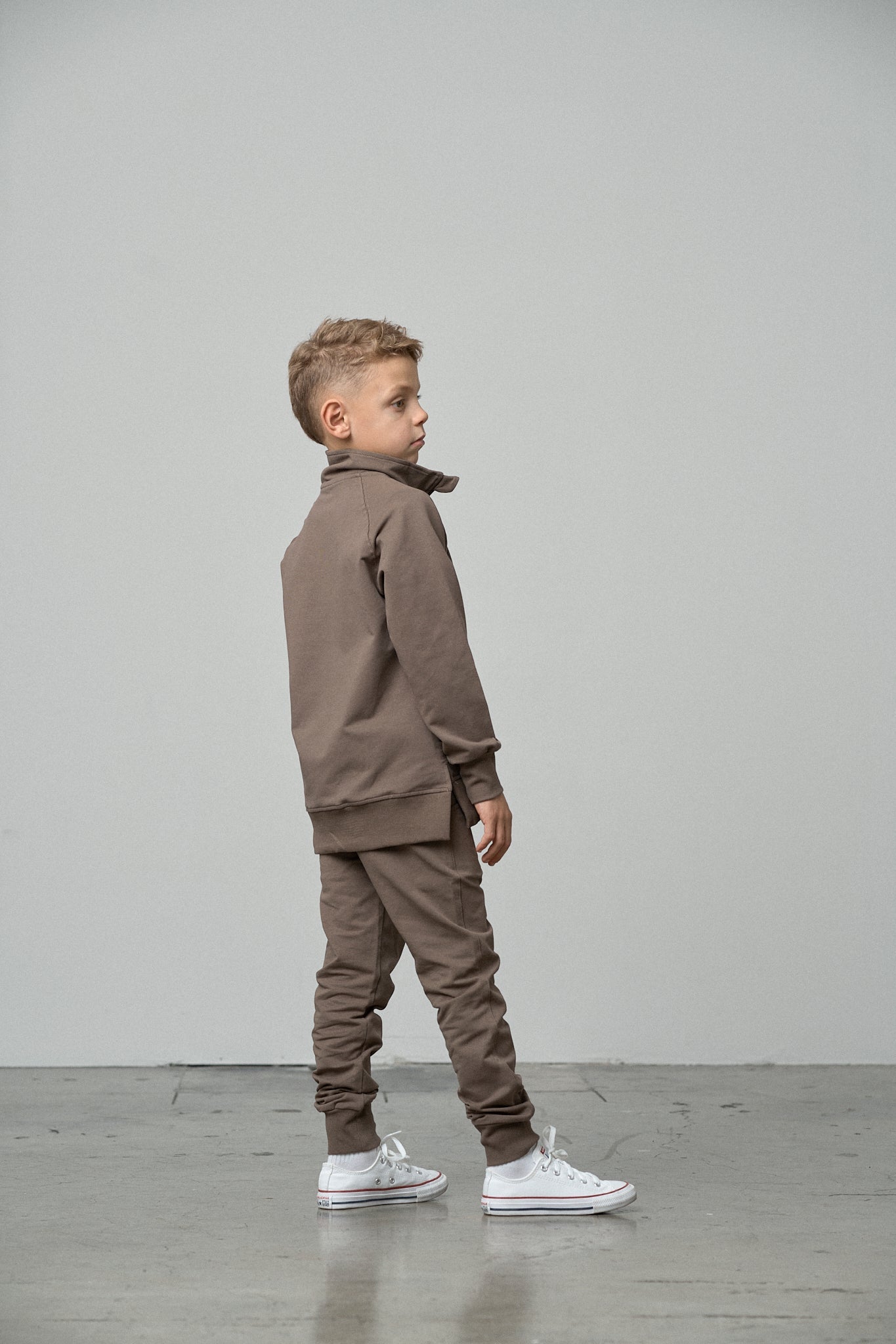 Quarter Zip Pullover - Cocoa - Little Bipsy