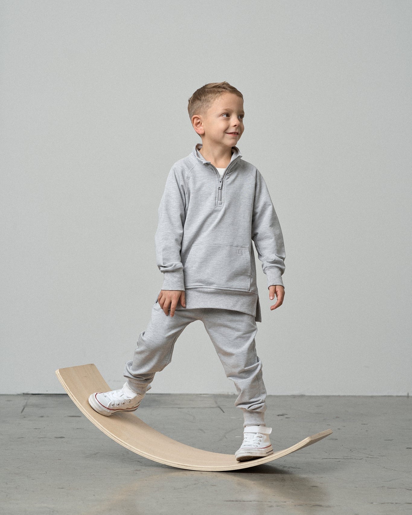 Quarter Zip Pullover - Grey - Little Bipsy