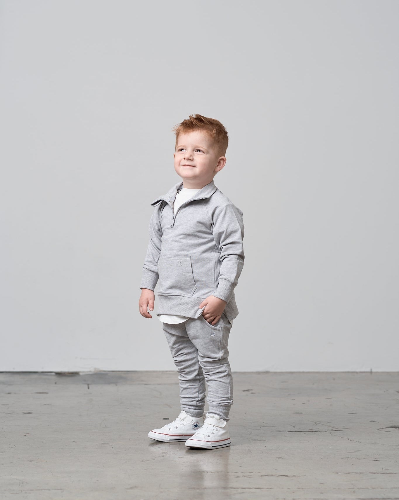 Quarter Zip Pullover - Grey - Little Bipsy