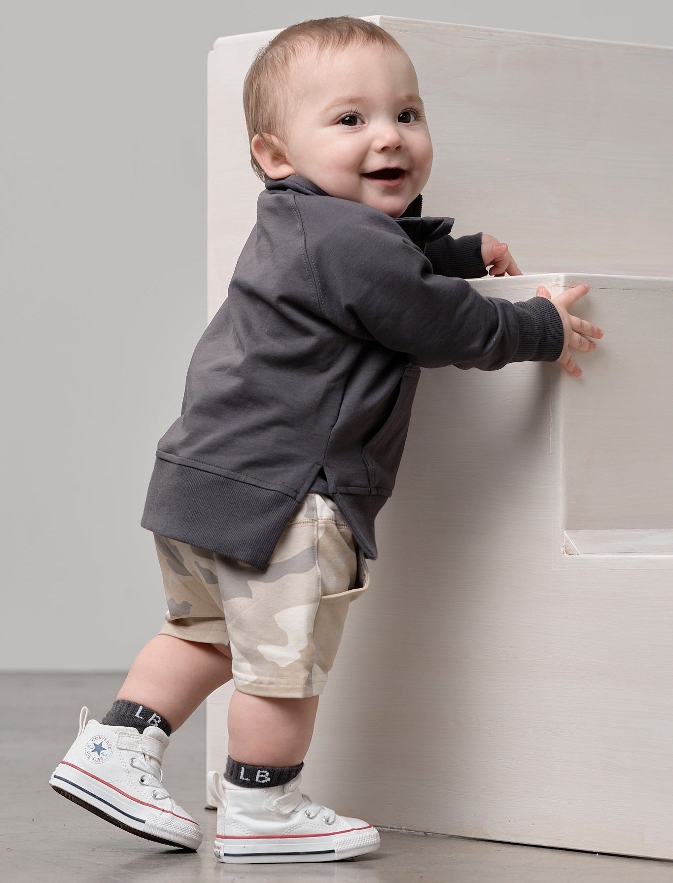 Quarter Zip Pullover - Iron - Little Bipsy