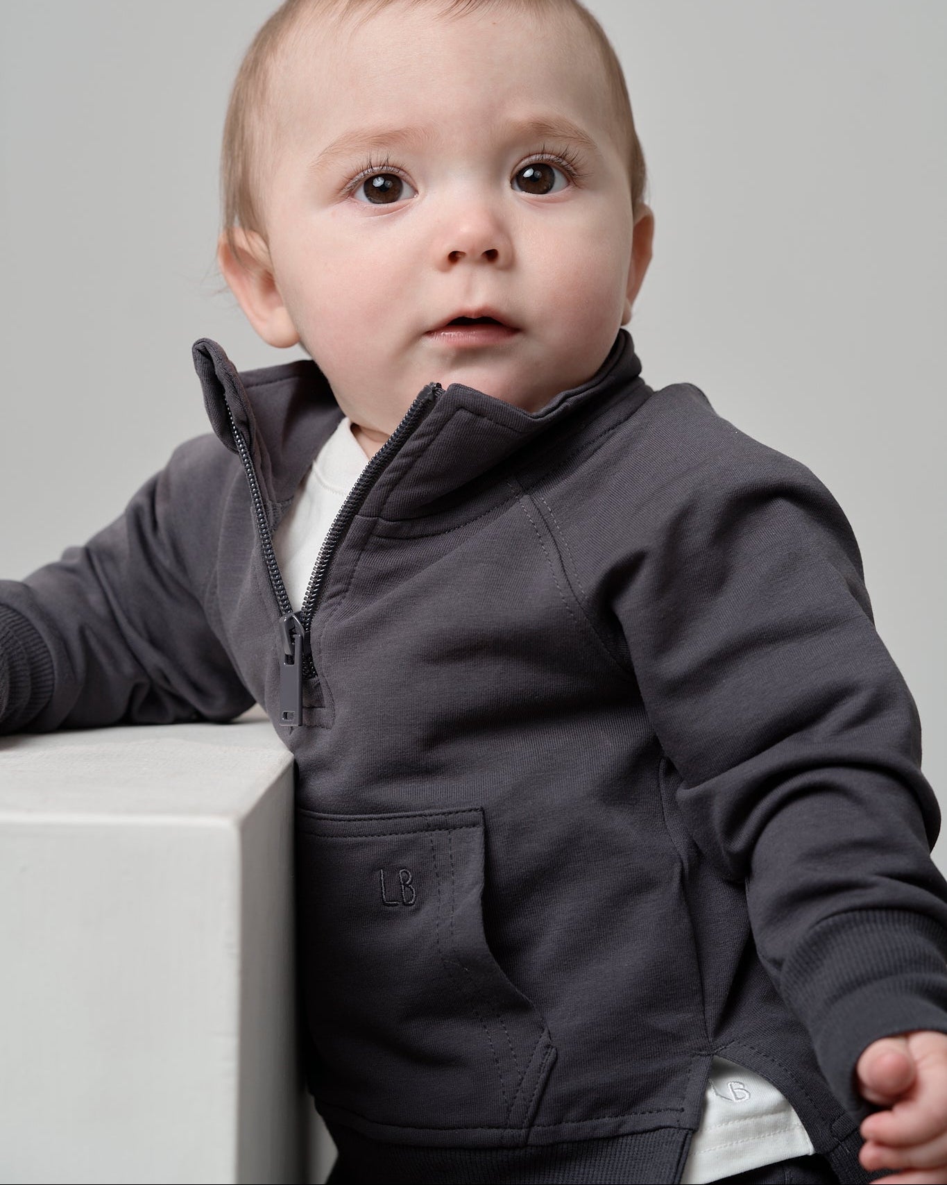 Quarter Zip Pullover - Iron - Little Bipsy