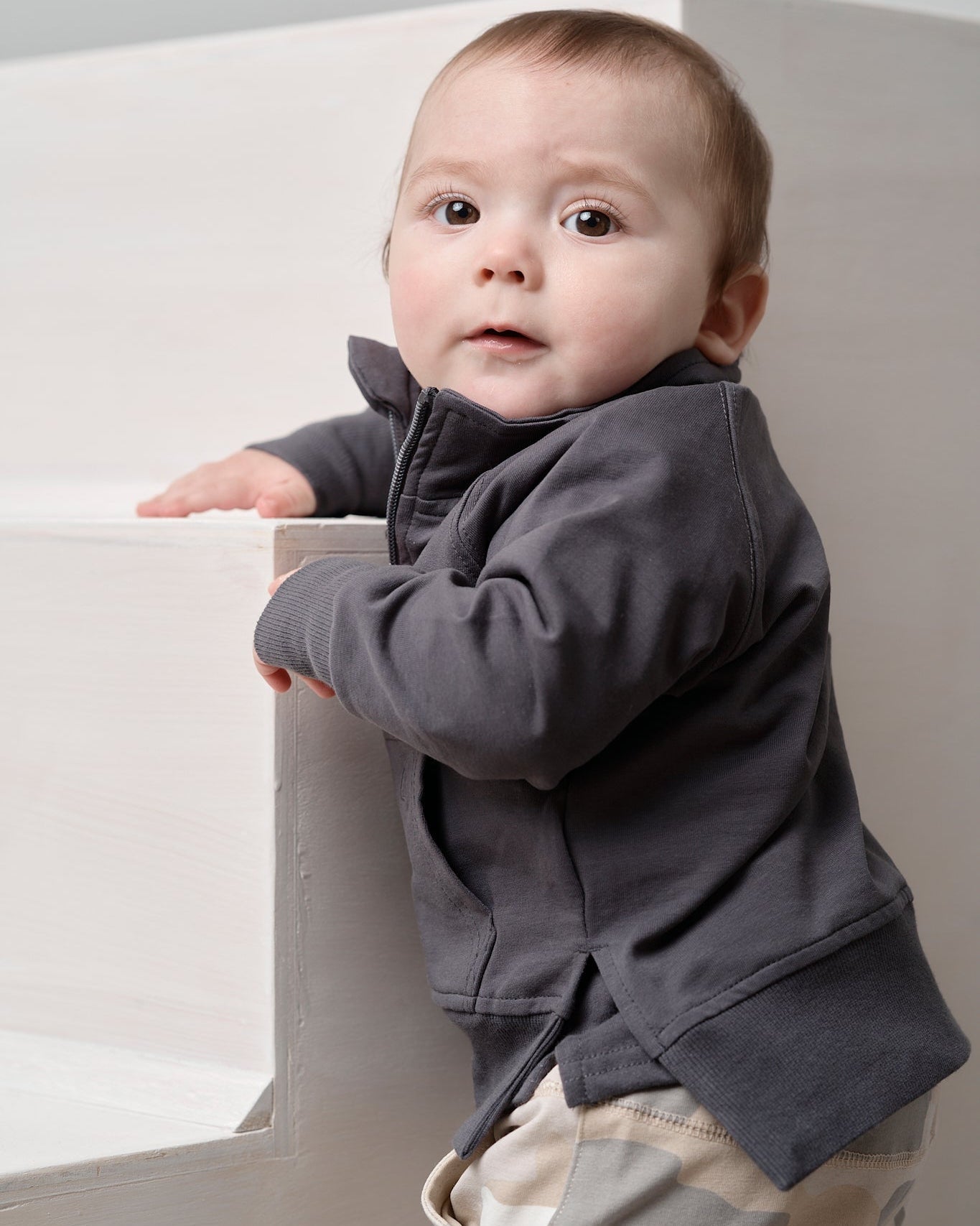 Quarter Zip Pullover - Iron - Little Bipsy