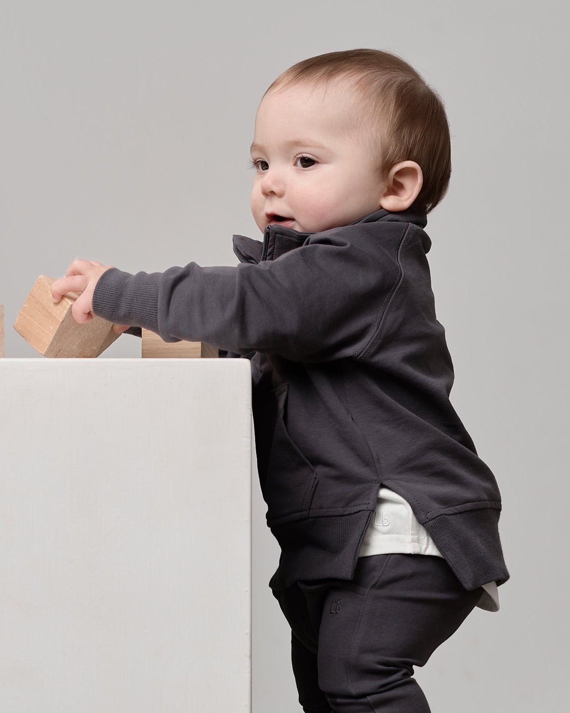 Quarter Zip Pullover - Iron - Little Bipsy