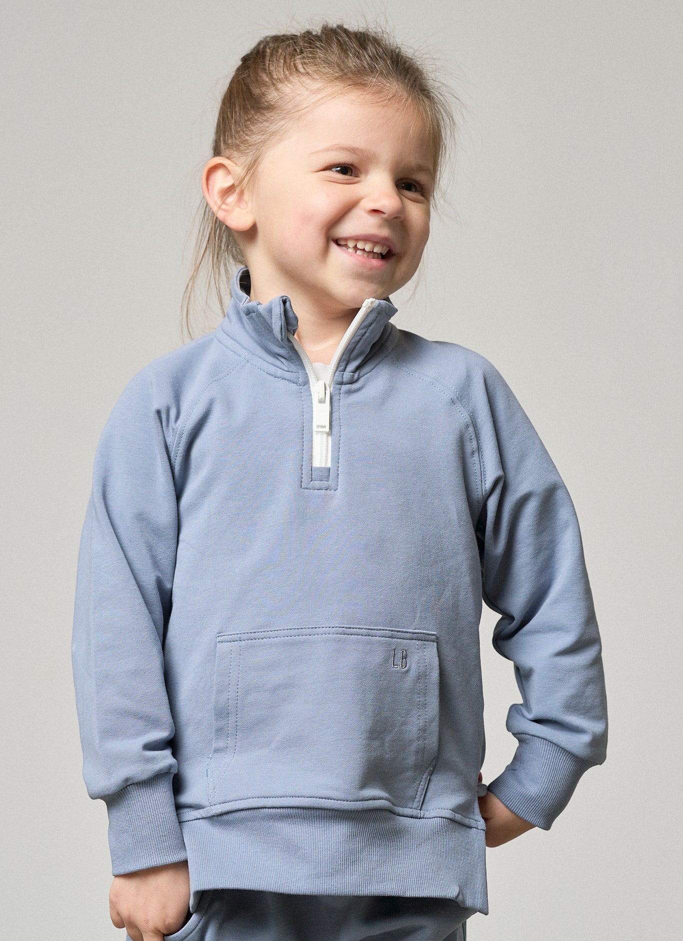 Quarter Zip Pullover - Ocean - Little Bipsy