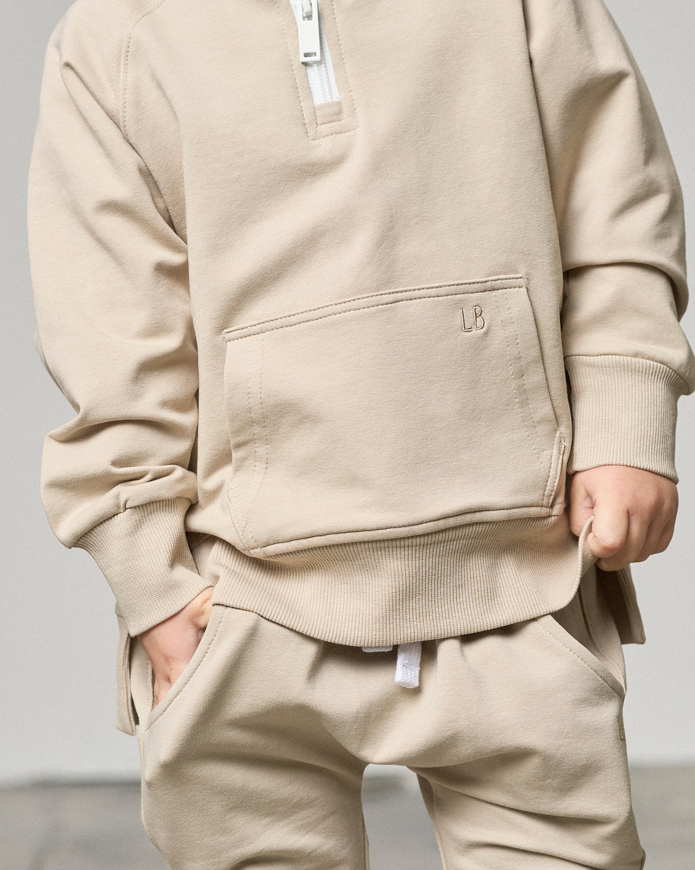 Quarter Zip Pullover - Sand - Little Bipsy