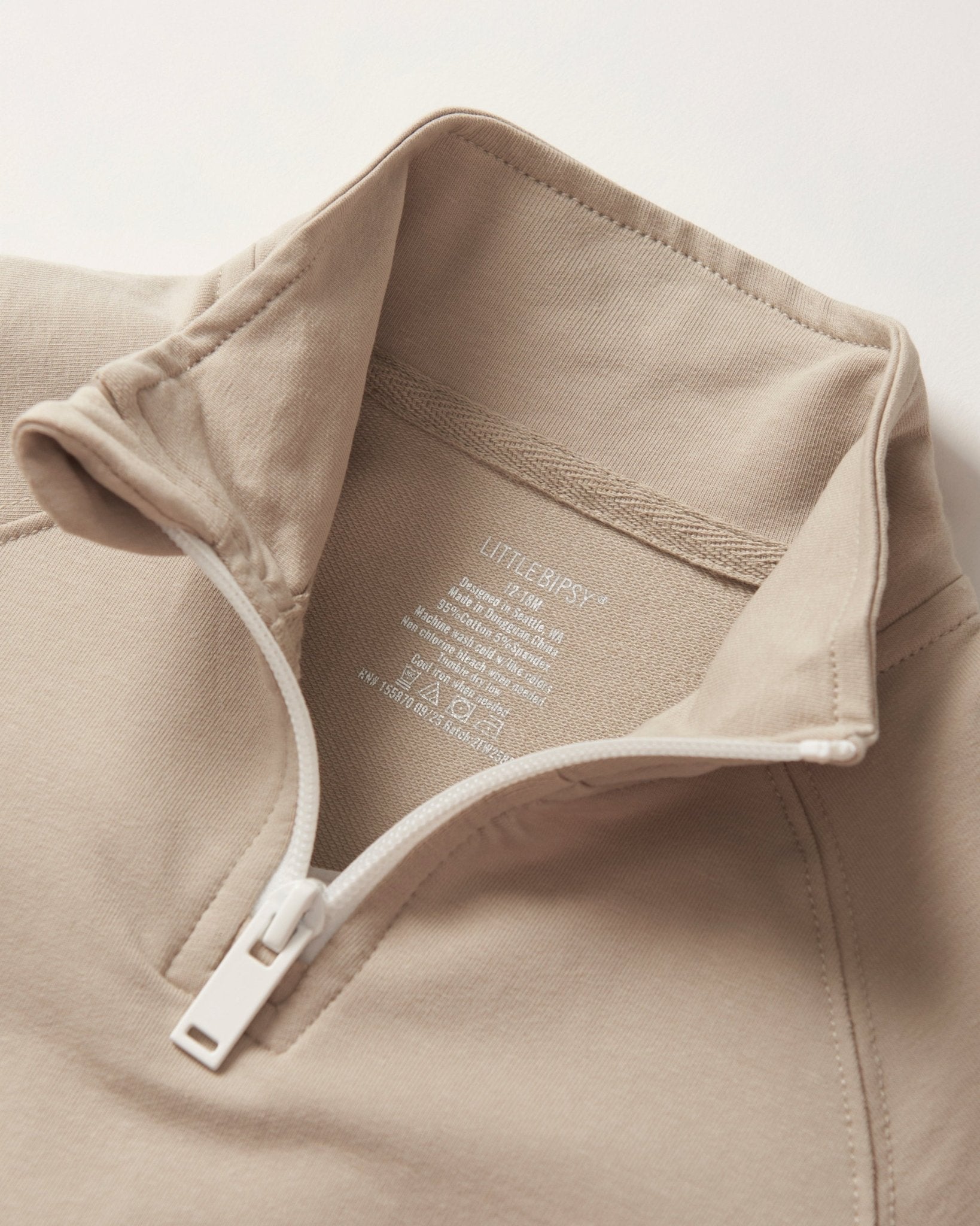 Quarter Zip Pullover - Sand - Little Bipsy