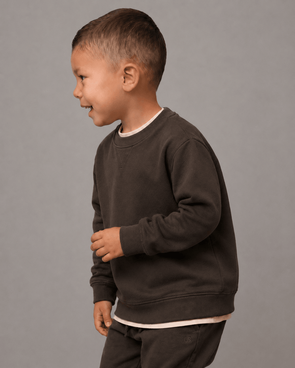 Raglan Crewneck - Brown - Little Bipsy