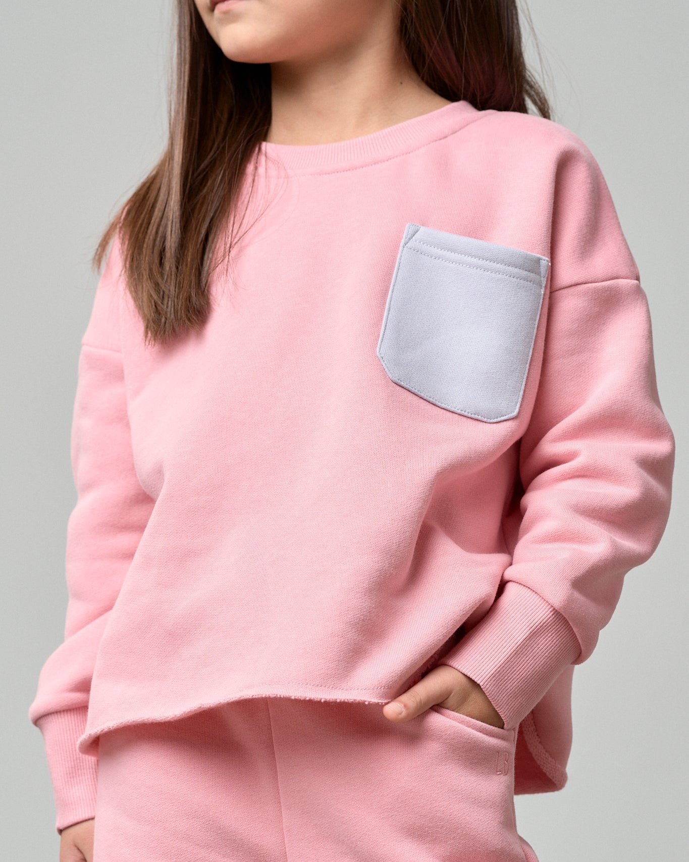 Raw Edge Elevated Crewneck - Rose - Little Bipsy