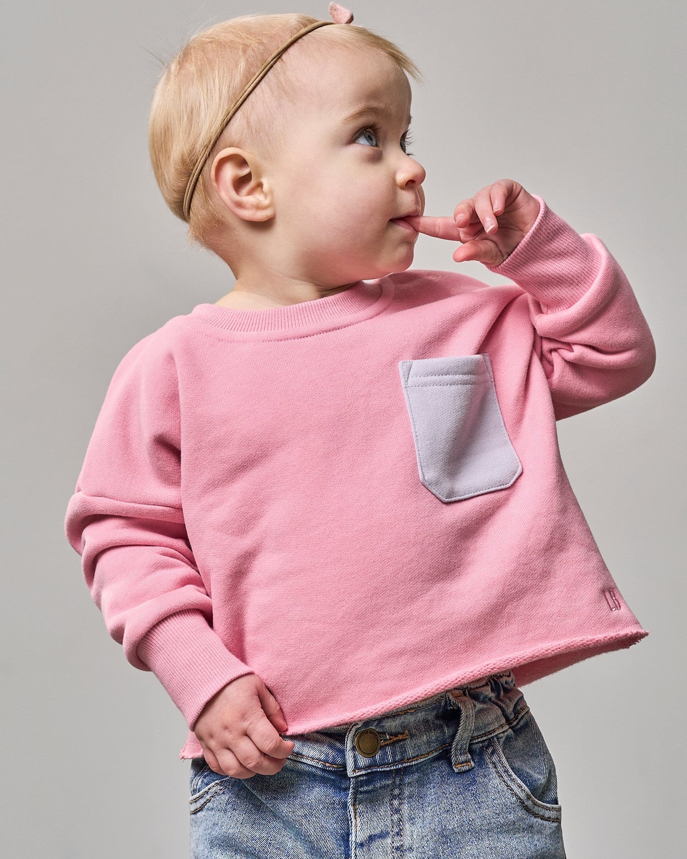 Raw Edge Elevated Crewneck - Rose - Little Bipsy