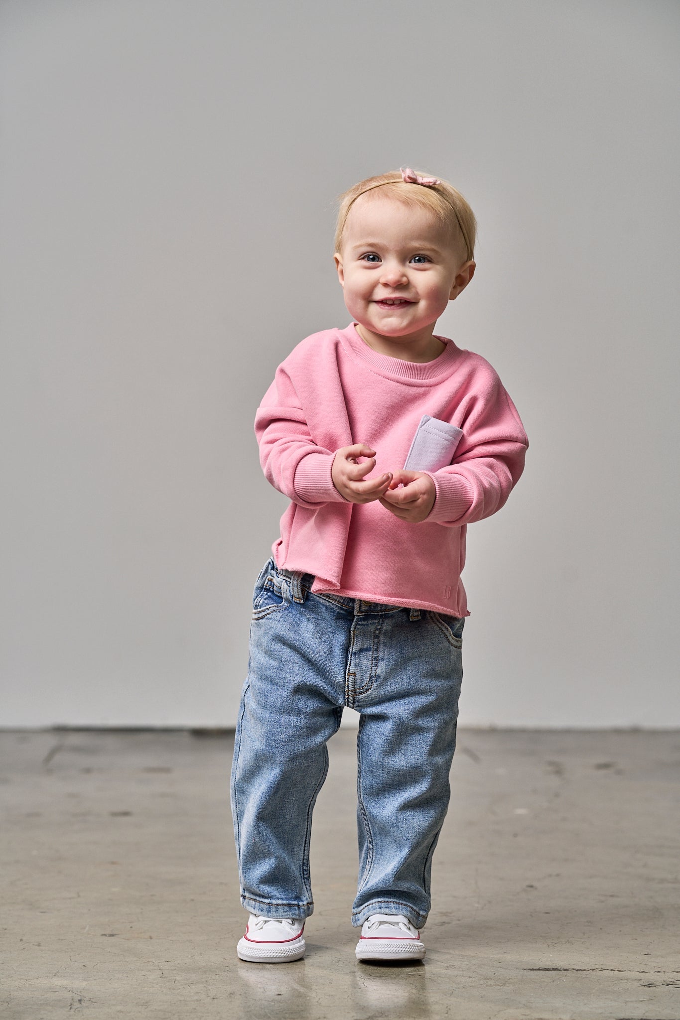 Raw Edge Elevated Crewneck - Rose - Little Bipsy