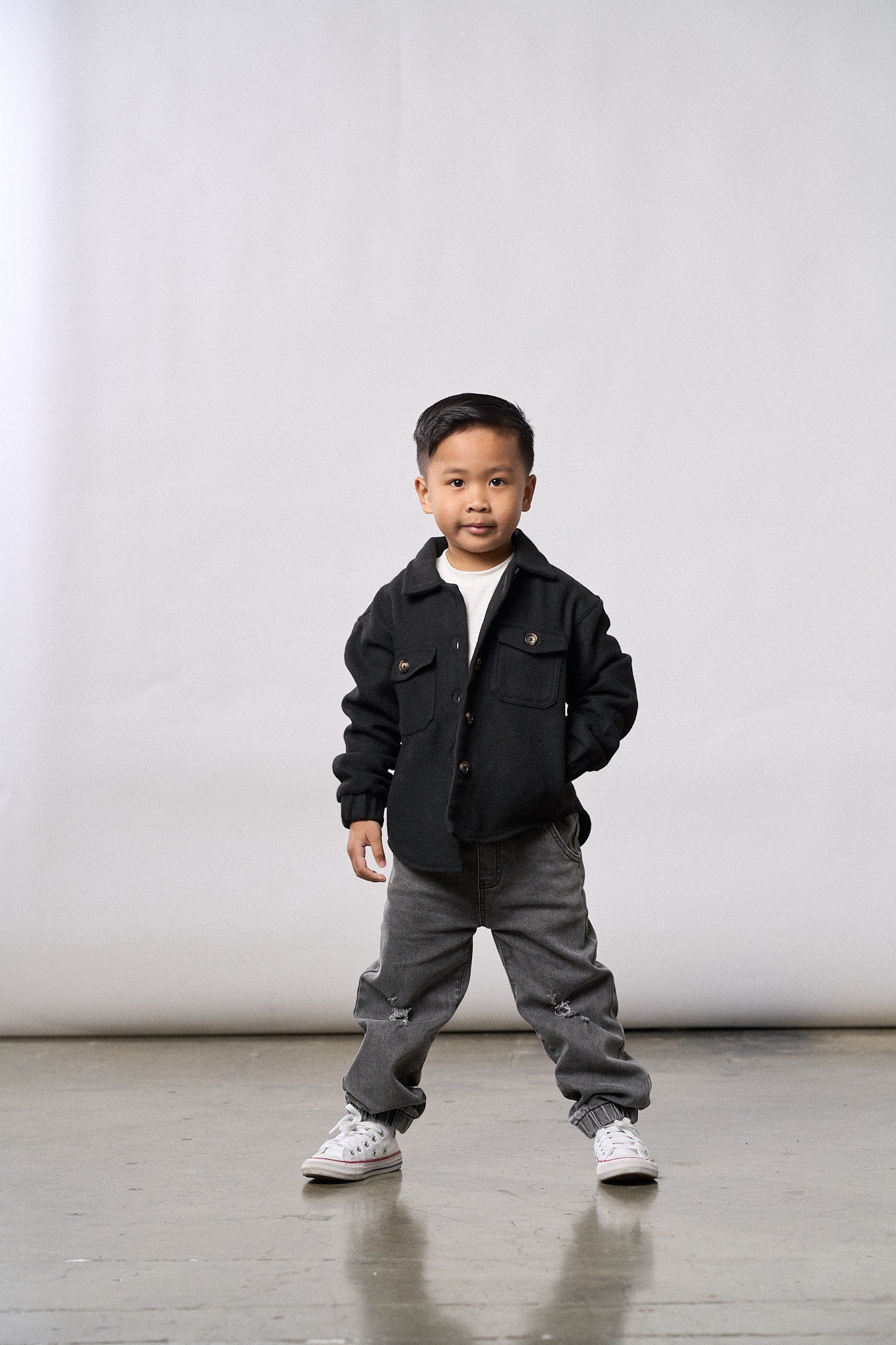 Relaxed Distressed Denim Jogger - Grey - Little Bipsy