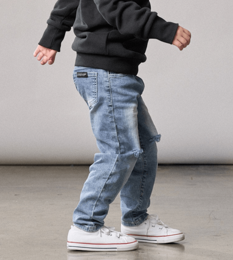 Relaxed Fit Distressed Denim - Little Bipsy