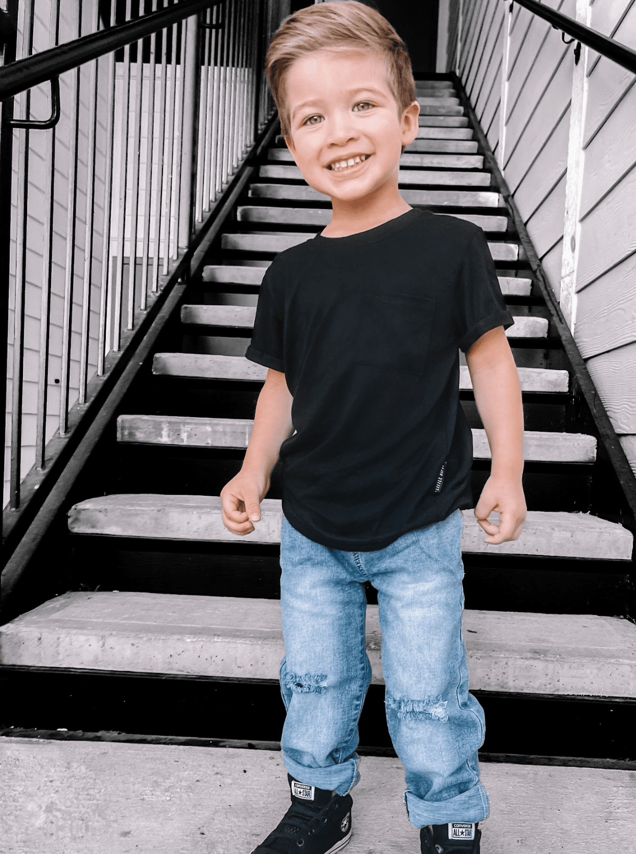 Relaxed Fit Distressed Denim - Little Bipsy