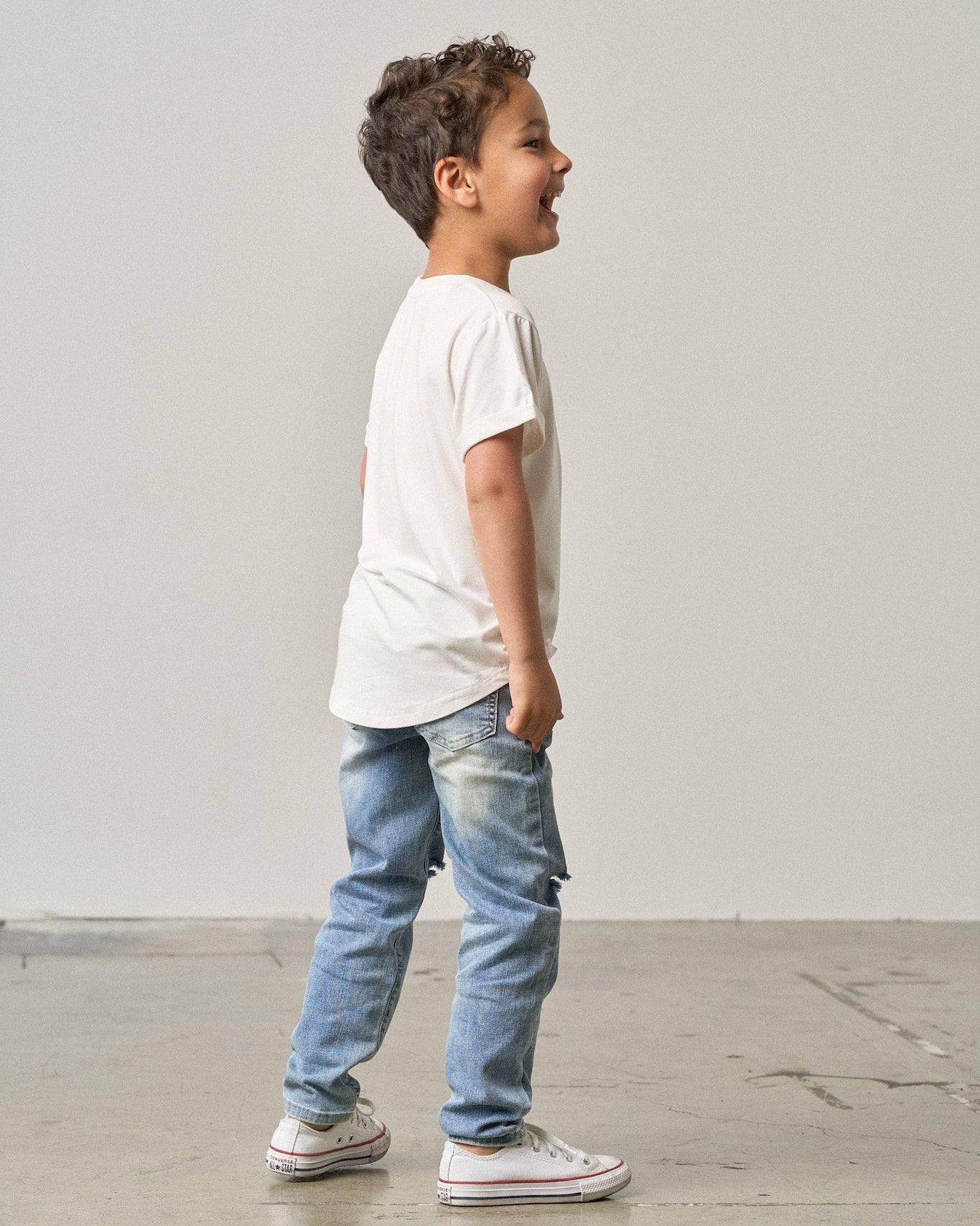 Relaxed Fit Distressed Denim - Little Bipsy