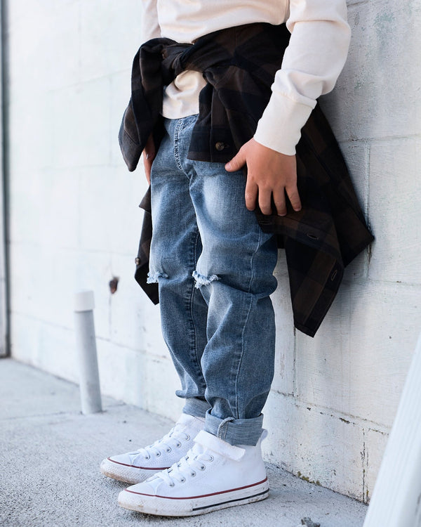 Relaxed Fit Distressed Denim - Little Bipsy