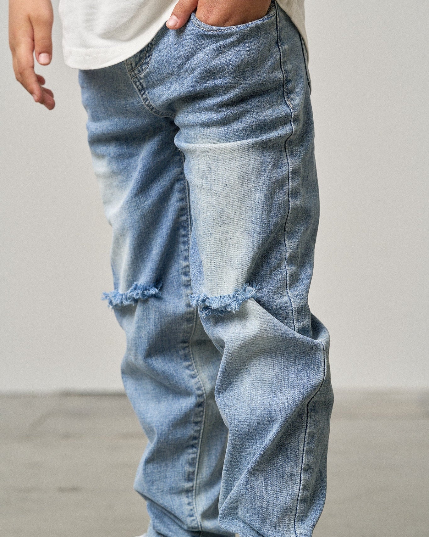Relaxed Fit Distressed Denim - Little Bipsy