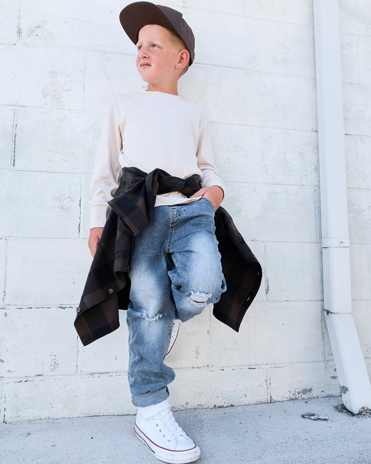 Relaxed Fit Distressed Denim - Little Bipsy