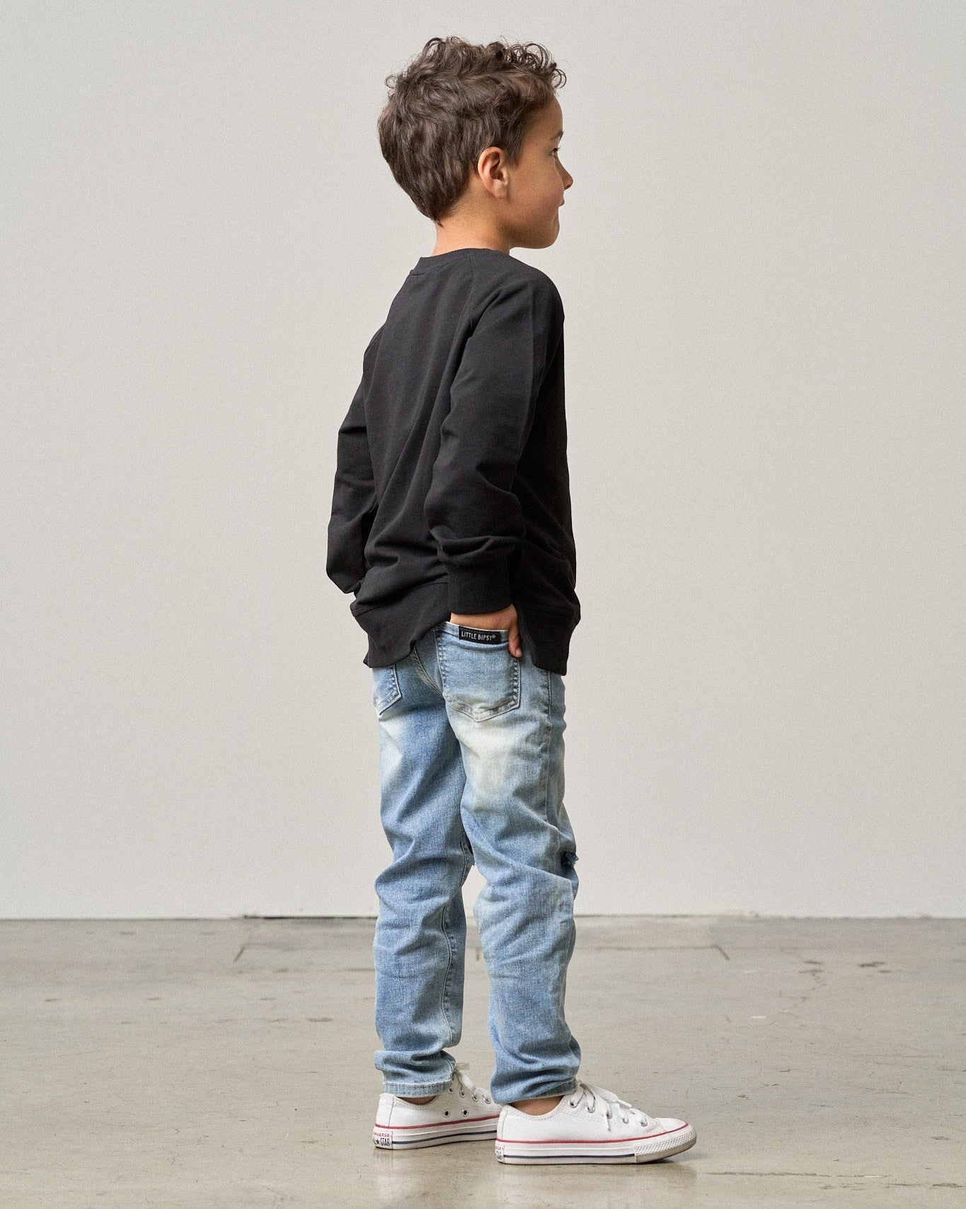 Relaxed Fit Distressed Denim - Little Bipsy