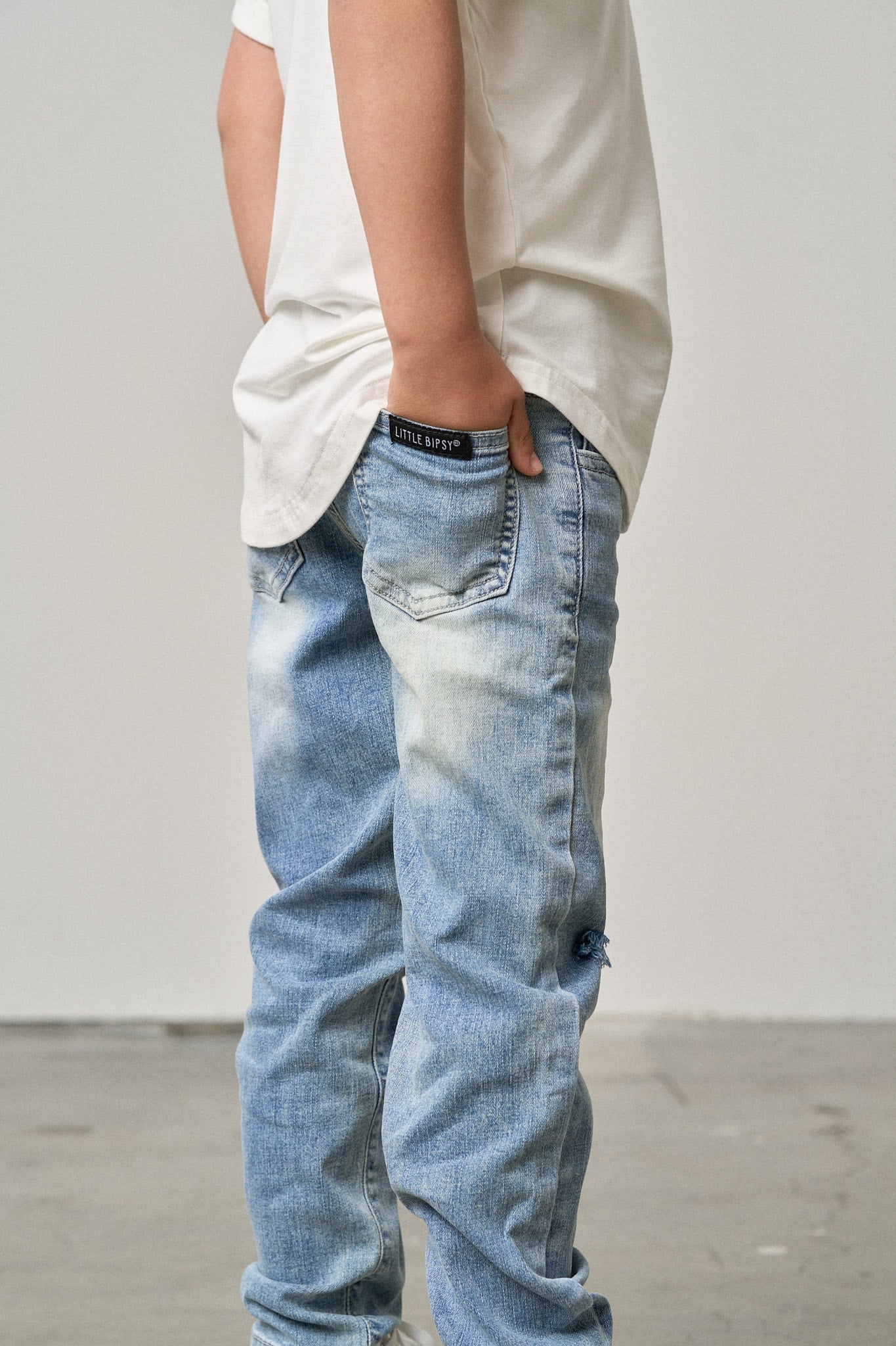 Relaxed Fit Distressed Denim - Little Bipsy