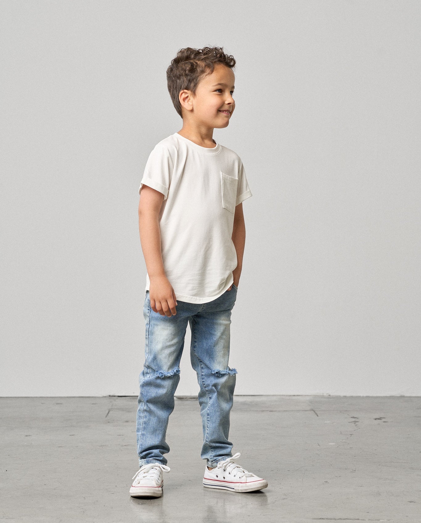 Relaxed Fit Distressed Denim - Little Bipsy