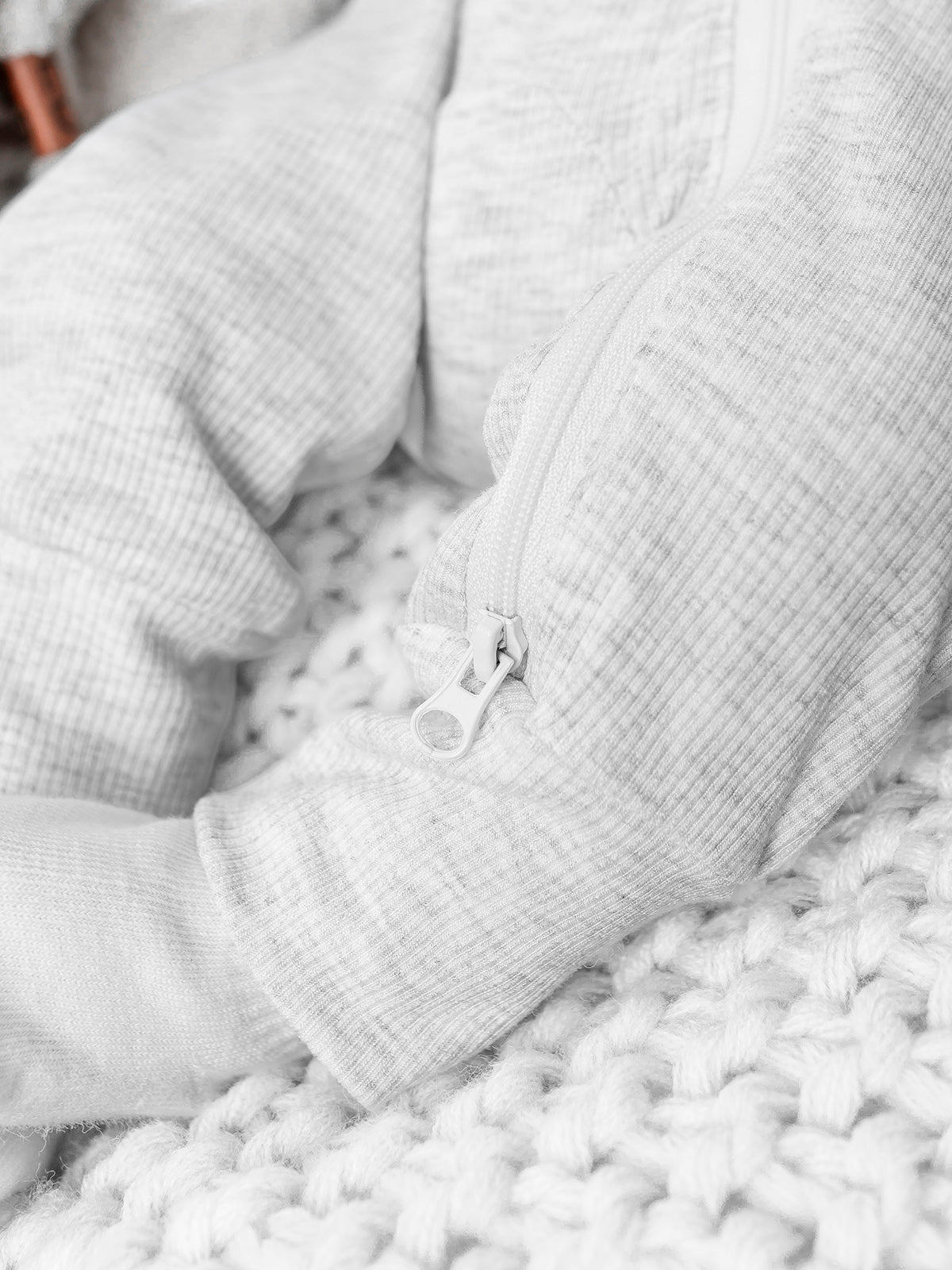 Ribbed 2 - Way Zip Romper - Grey - Little Bipsy