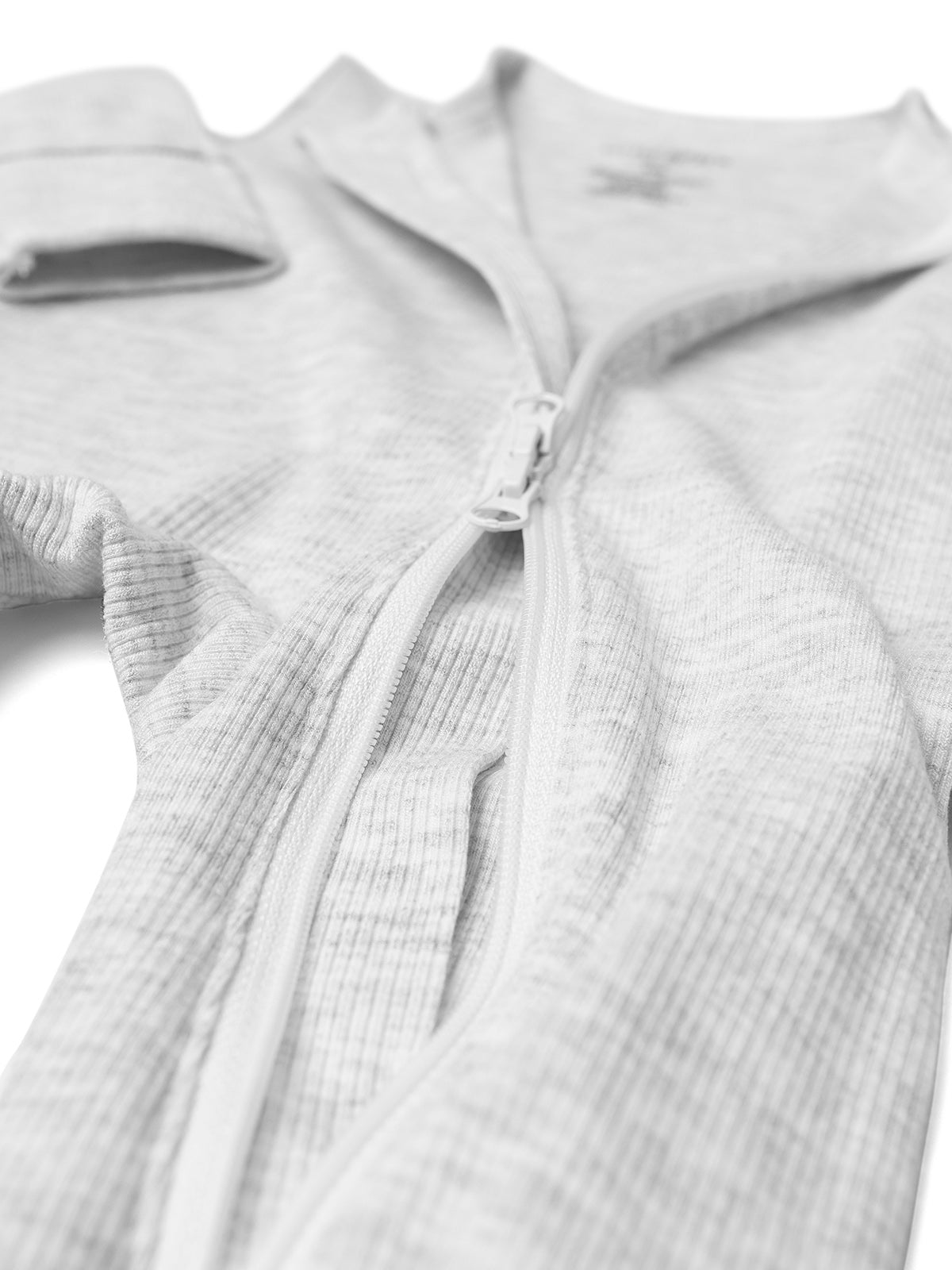 Ribbed 2 - Way Zip Romper - Grey - Little Bipsy