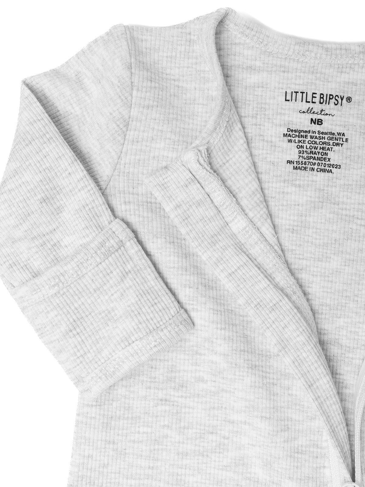 Ribbed 2 - Way Zip Romper - Grey - Little Bipsy