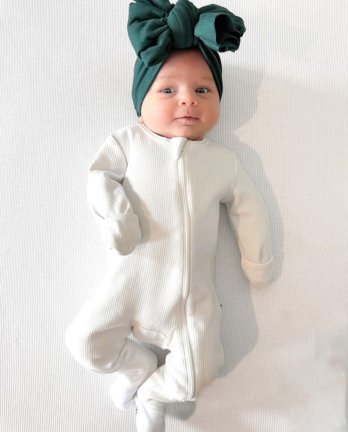 Ribbed 2 - Way Zip Romper - White - Little Bipsy