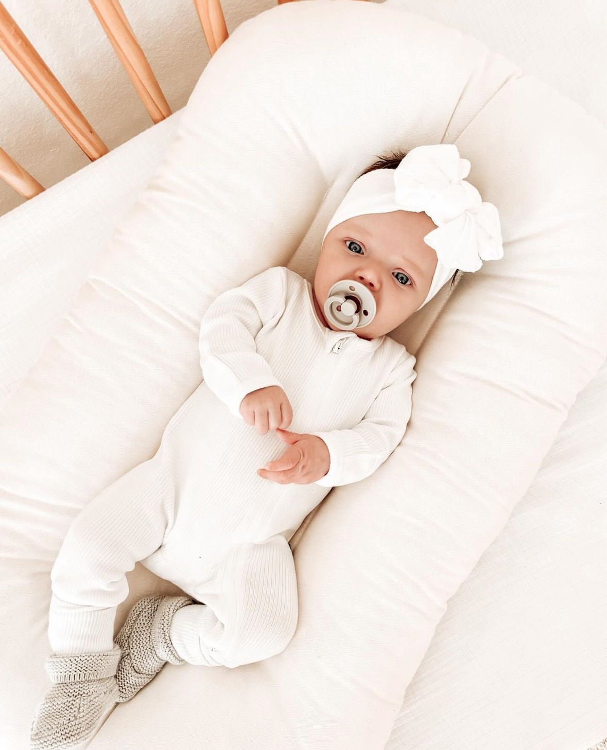 Ribbed 2 - Way Zip Romper - White - Little Bipsy