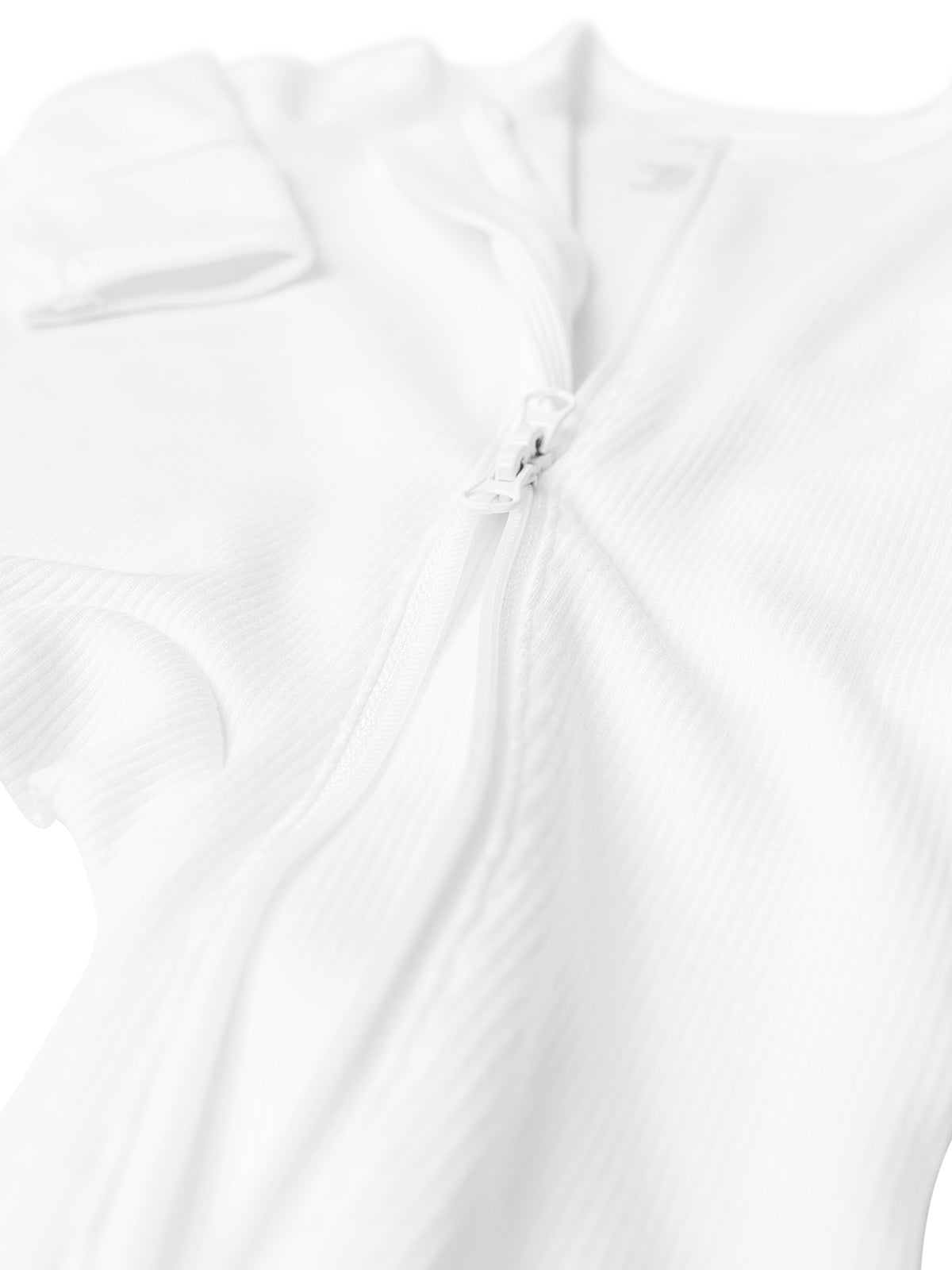 Ribbed 2 - Way Zip Romper - White - Little Bipsy