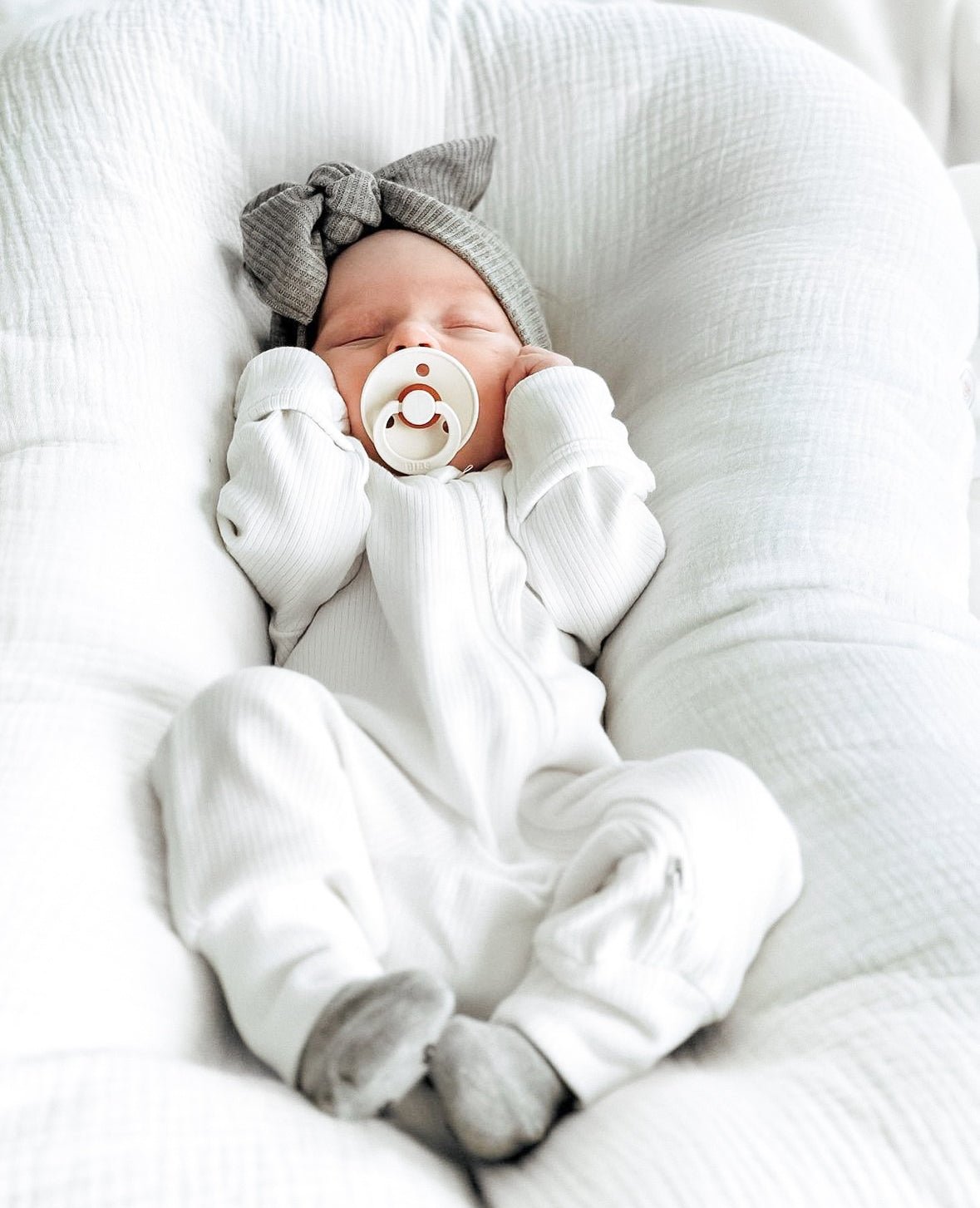 Ribbed 2 - Way Zip Romper - White - Little Bipsy