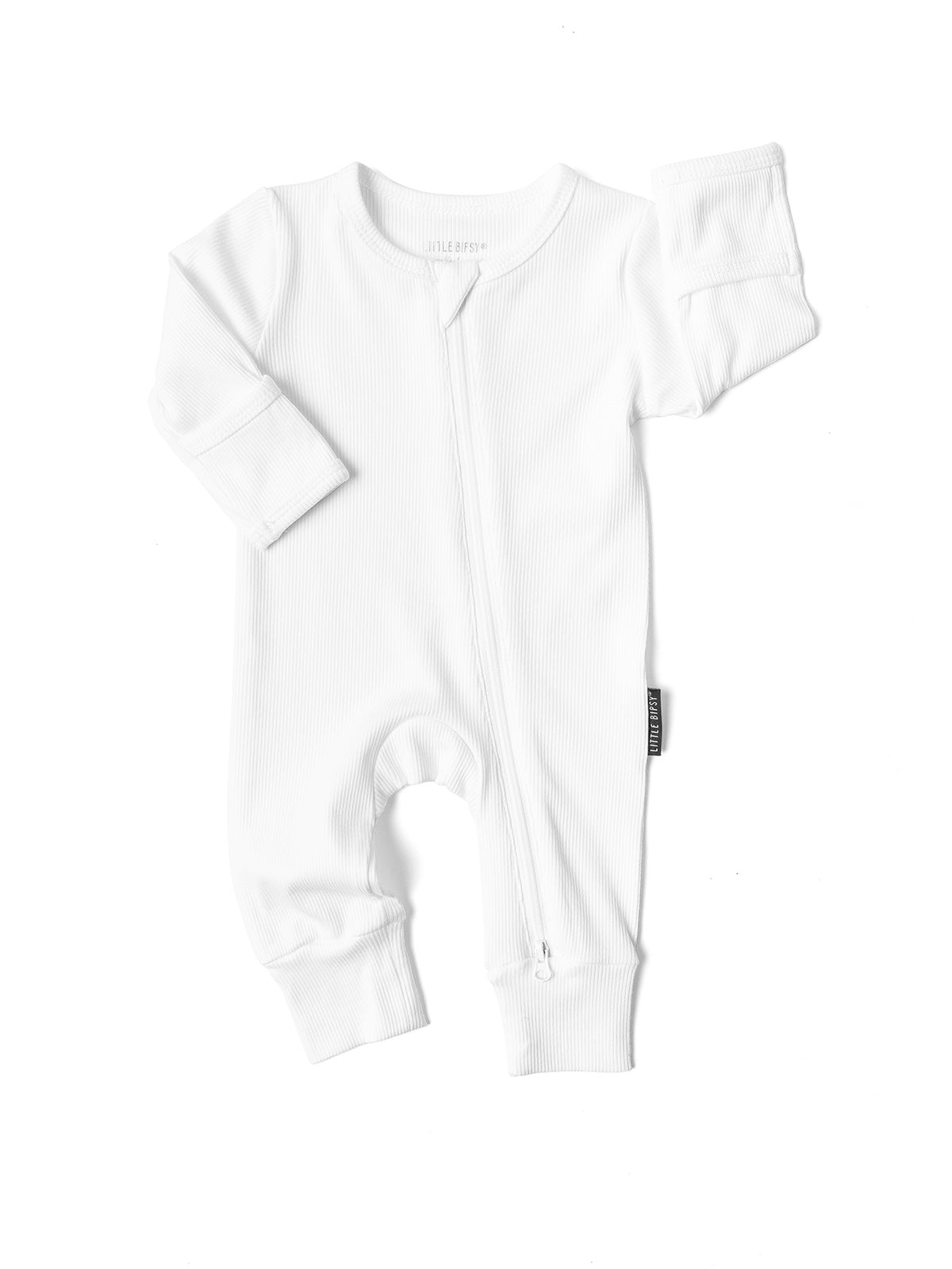 Ribbed 2 - Way Zip Romper - White - Little Bipsy