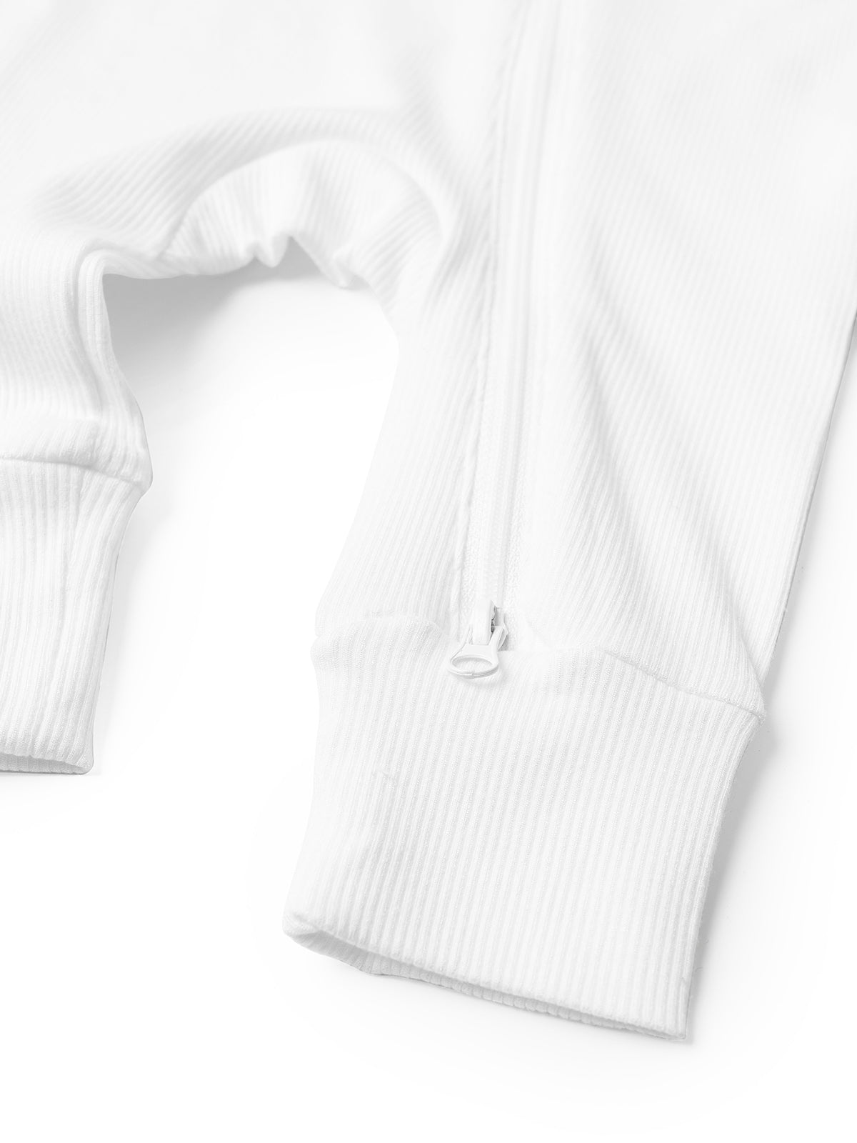 Ribbed 2 - Way Zip Romper - White - Little Bipsy